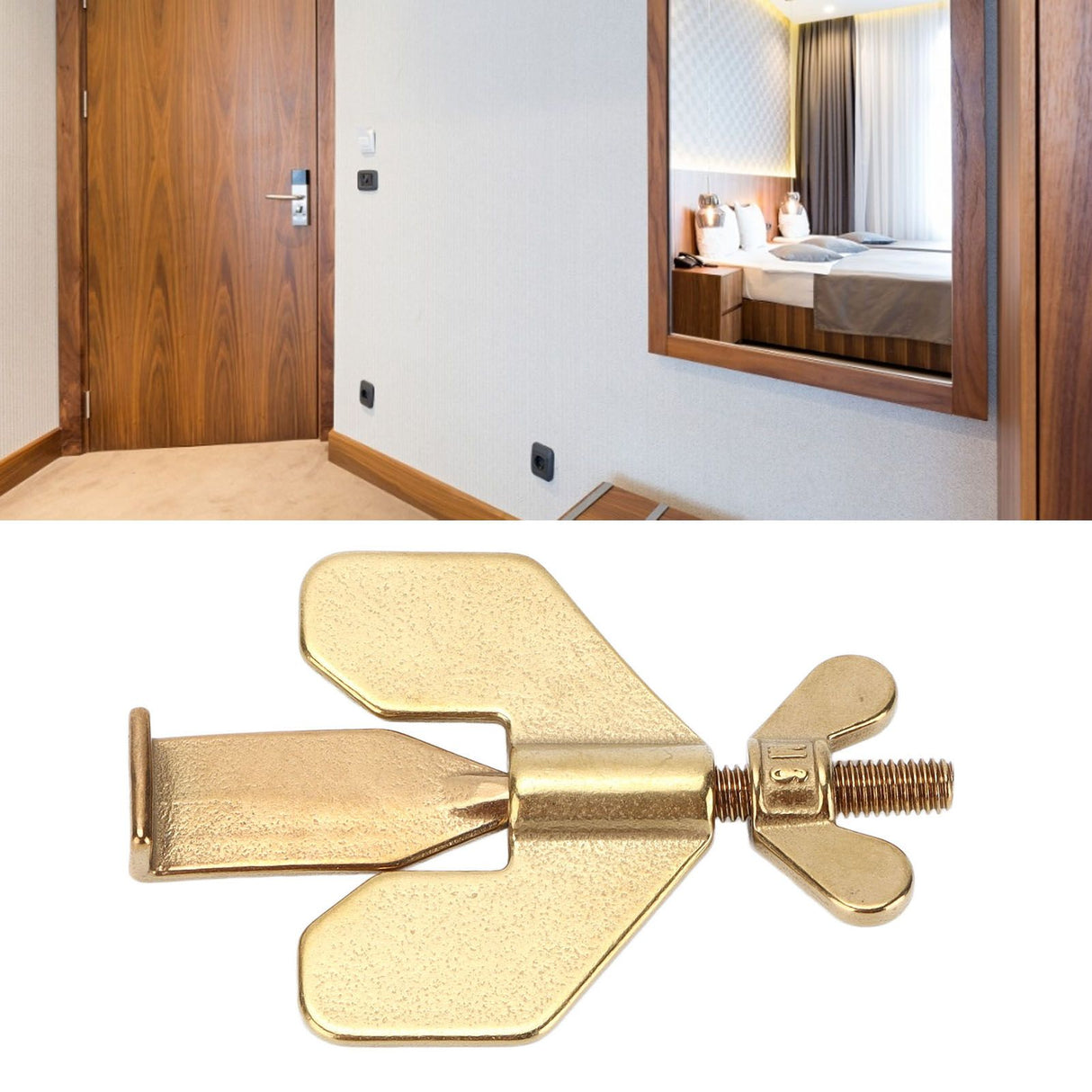 Portable Door Lock Home Security Locker Travel Lockdown Lock Anti Thief Easy to Install for Hotel and ApartmentGold