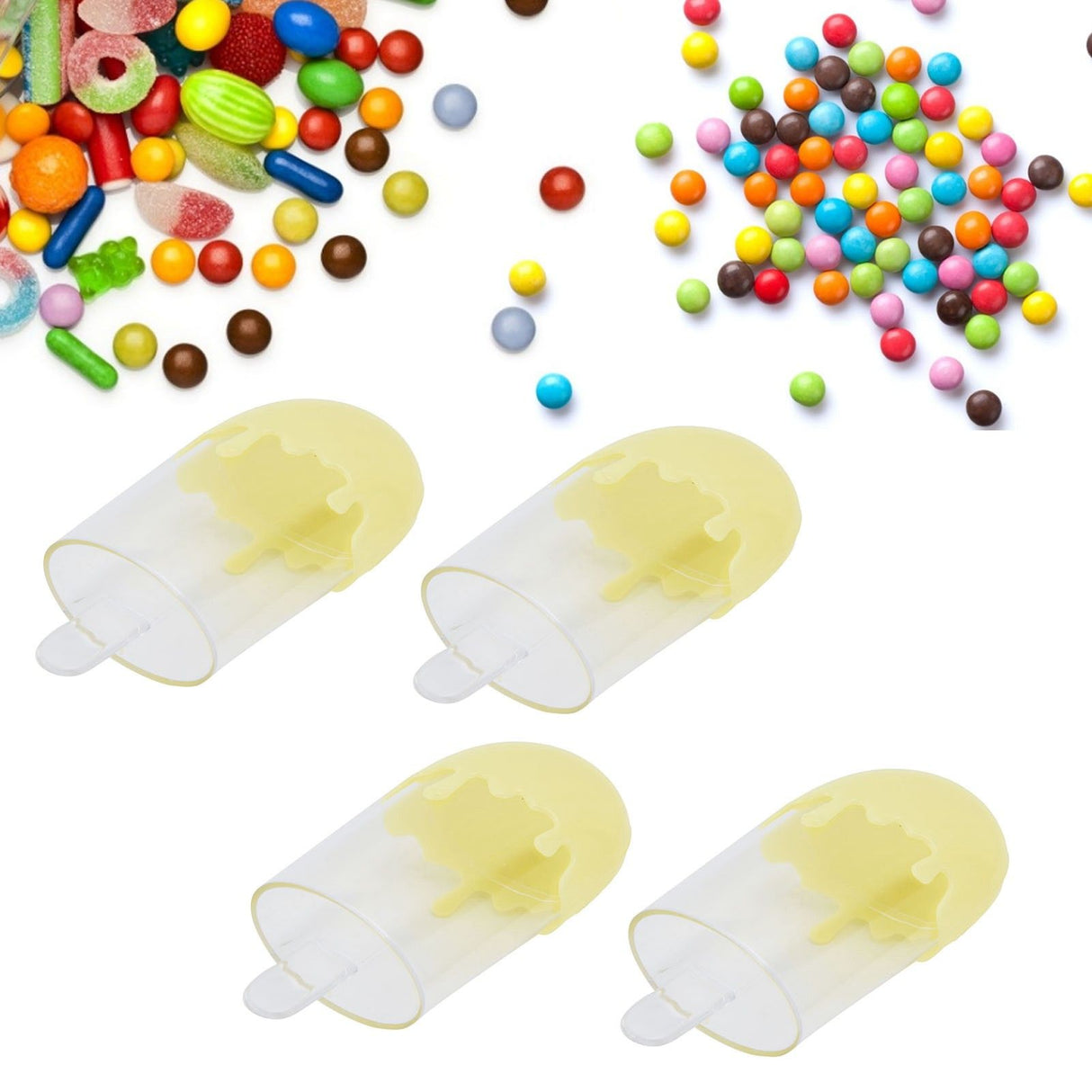 12Pcs Ice Cream Shape Candy Box Plastic Candy Case Container Wedding Party SuppliesYellow