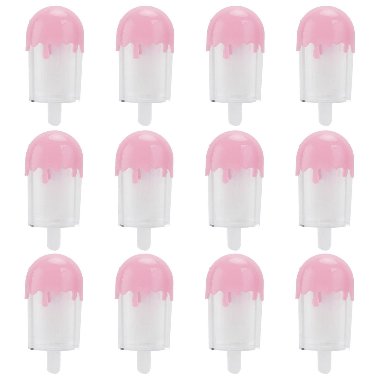 12Pcs Ice Cream Shape Candy Box Plastic Candy Case Container Wedding Party SuppliesPink