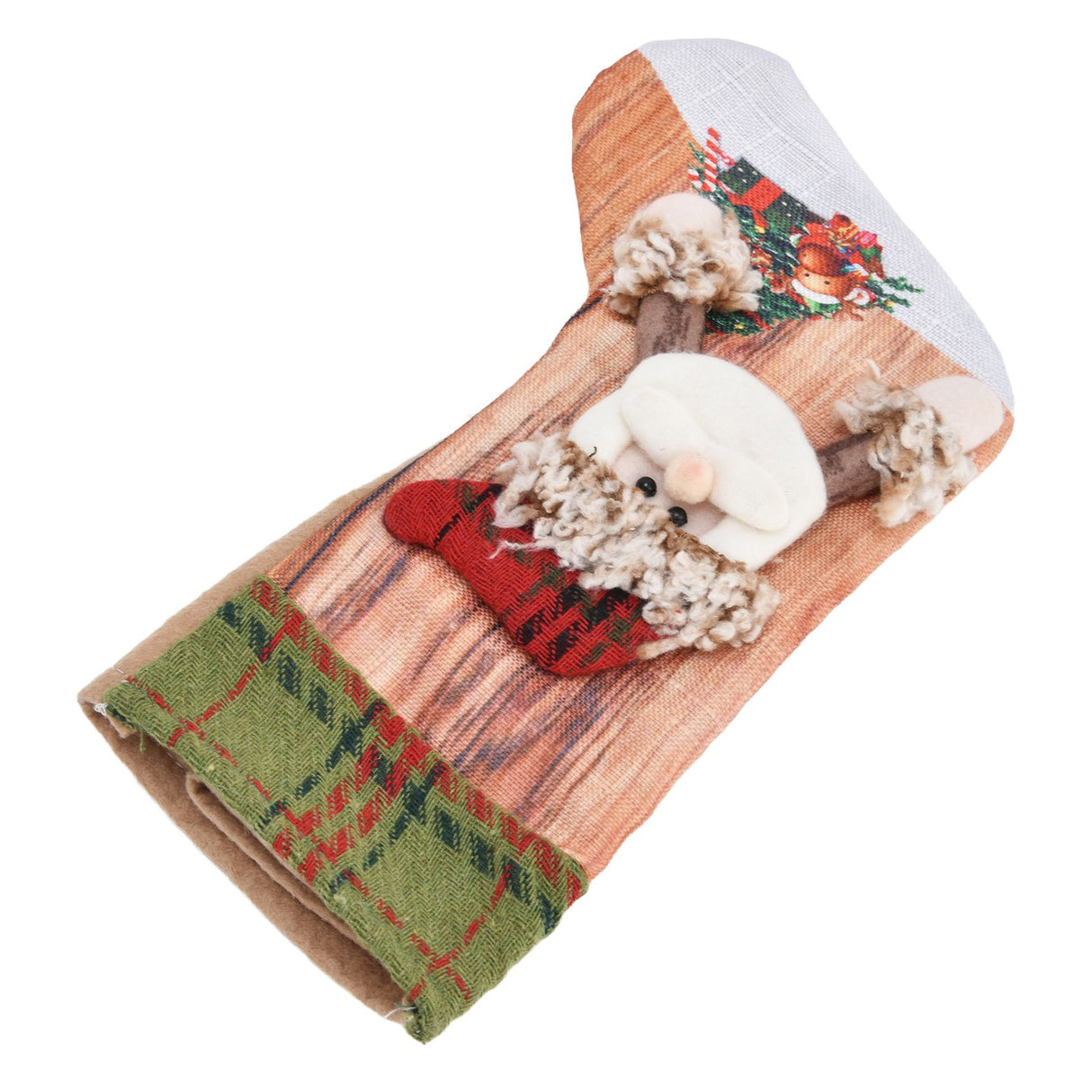 Christmas Stocking Three Dimensional Printed Christmas Stocking Gift Bag Ornament for Christmas Tree Fireplace HangingElderly