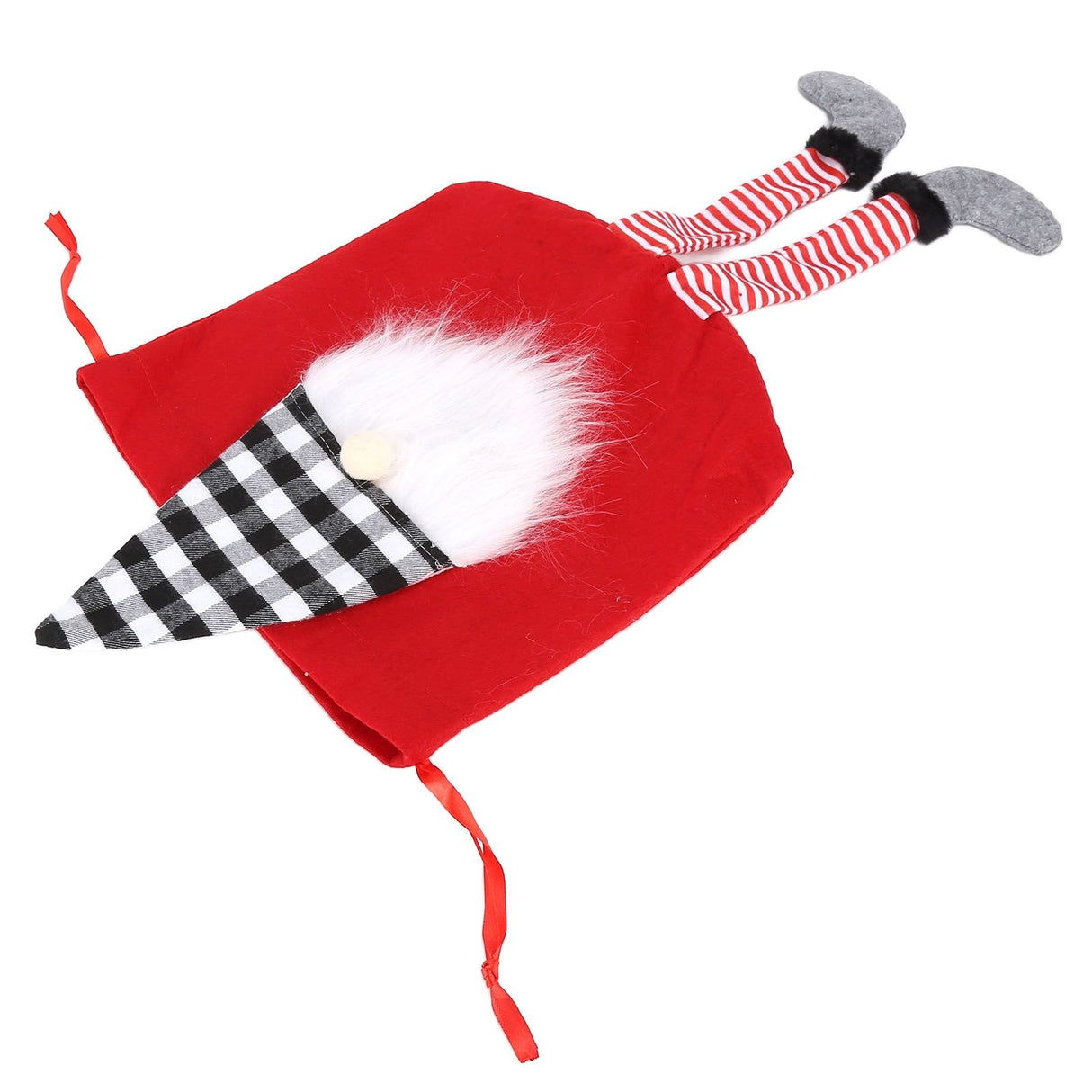 Christmas Gift Bag Faceless Santa Claus Drawstring Pouch Treat Bag for Christmas PartyRed