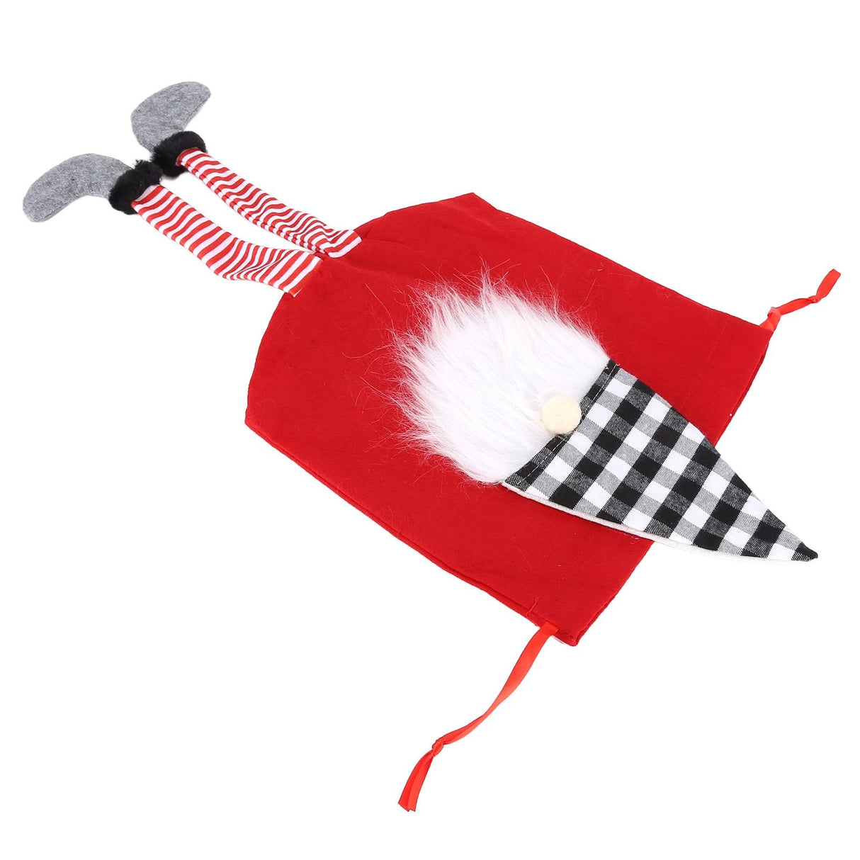 Christmas Gift Bag Faceless Santa Claus Drawstring Pouch Treat Bag for Christmas PartyRed