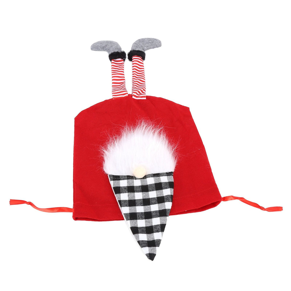 Christmas Gift Bag Faceless Santa Claus Drawstring Pouch Treat Bag for Christmas PartyRed