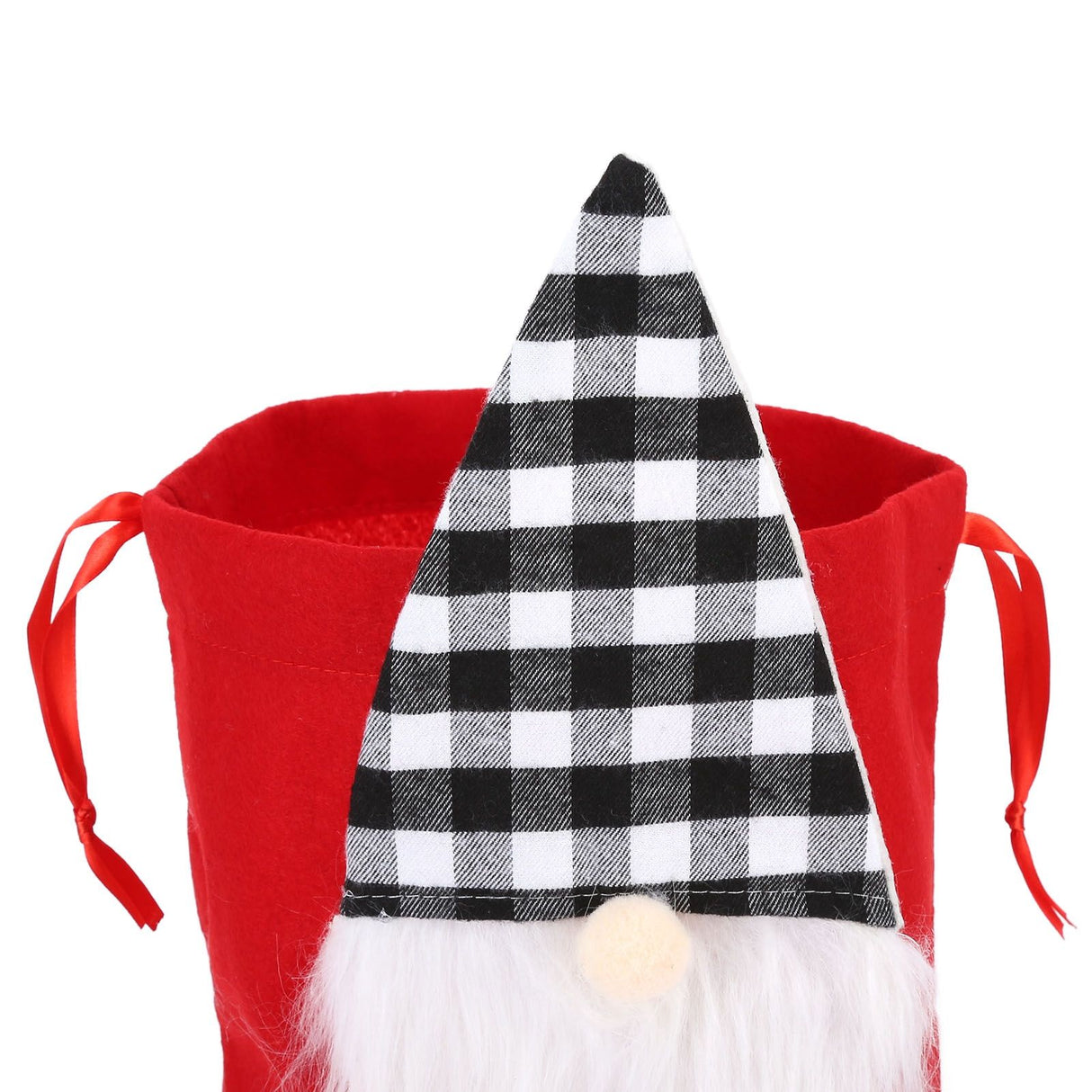 Christmas Gift Bag Faceless Santa Claus Drawstring Pouch Treat Bag for Christmas PartyRed