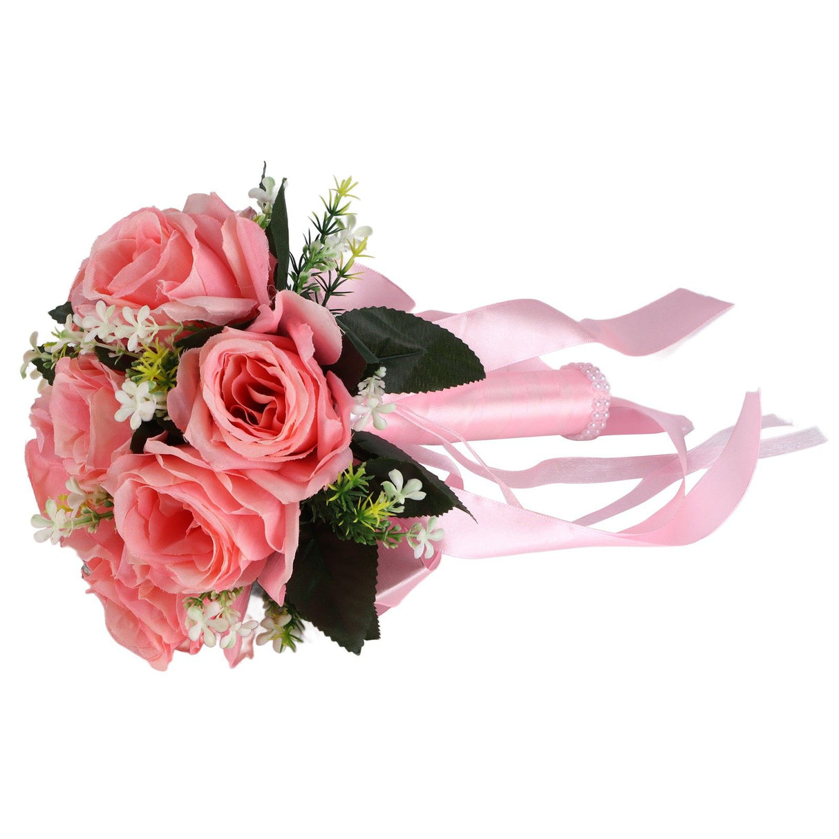 Artificial Wedding Bouquet Silk Flower Simulation Rose Bouquet for Bride Holding FlowersPink