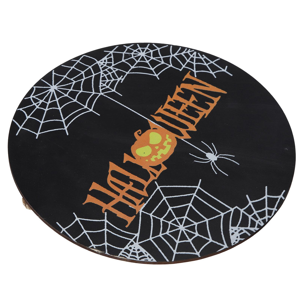 Spider Web Pattern Welcome Sign Wooden Hanging Door Hanger for Halloween Family Gathering BlackBowknot Not Included