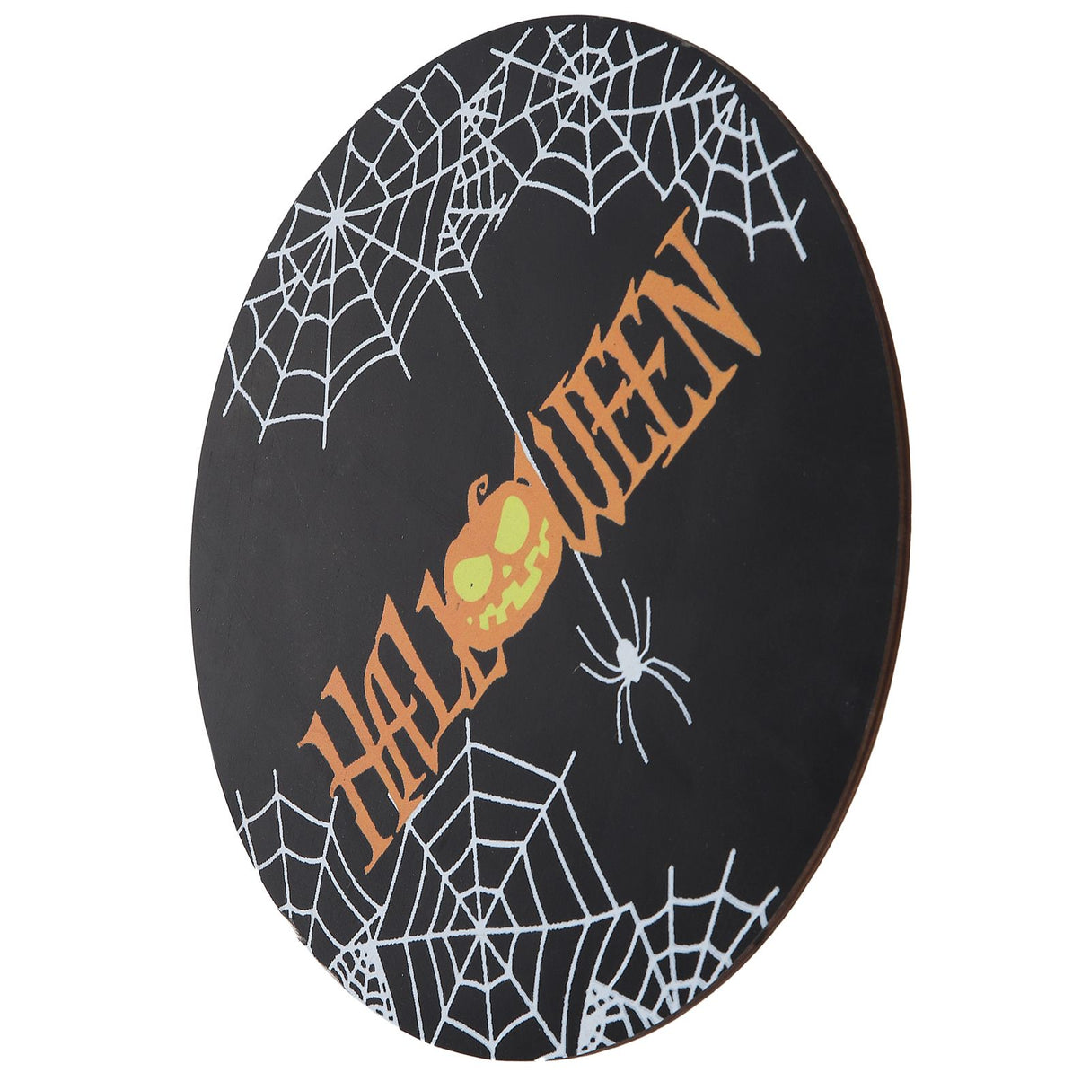 Spider Web Pattern Welcome Sign Wooden Hanging Door Hanger for Halloween Family Gathering BlackBowknot Not Included