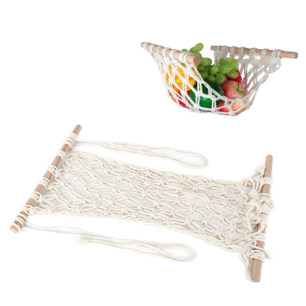 Simple Hanging Fruit Basket Fruit Hammock Holder Net Cotton Rope Hanger for Kitchen Home Decor