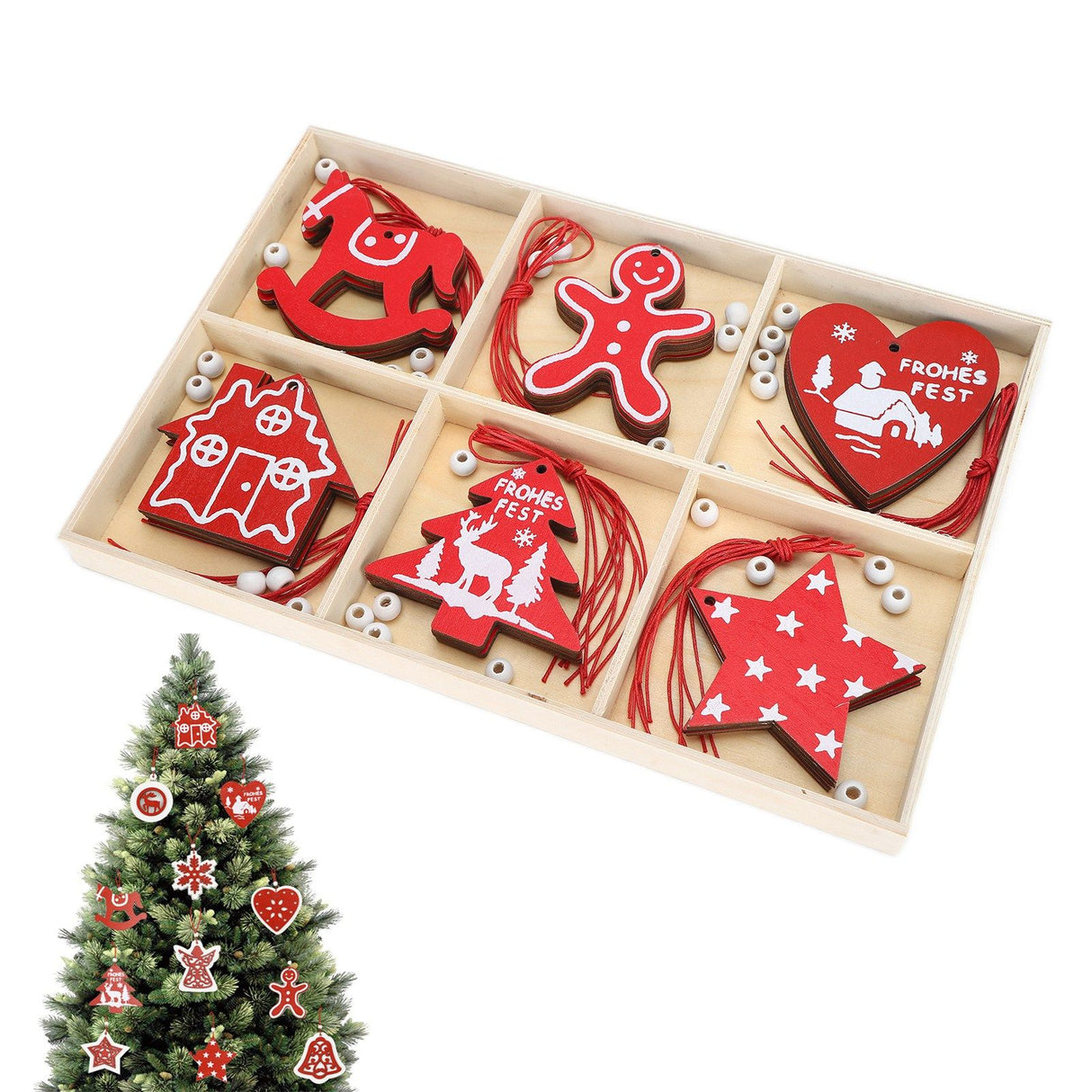 Wooden Hanging Ornaments DIY Christmas Tree Decorative Pendants Decoration AccessoriesJM02033