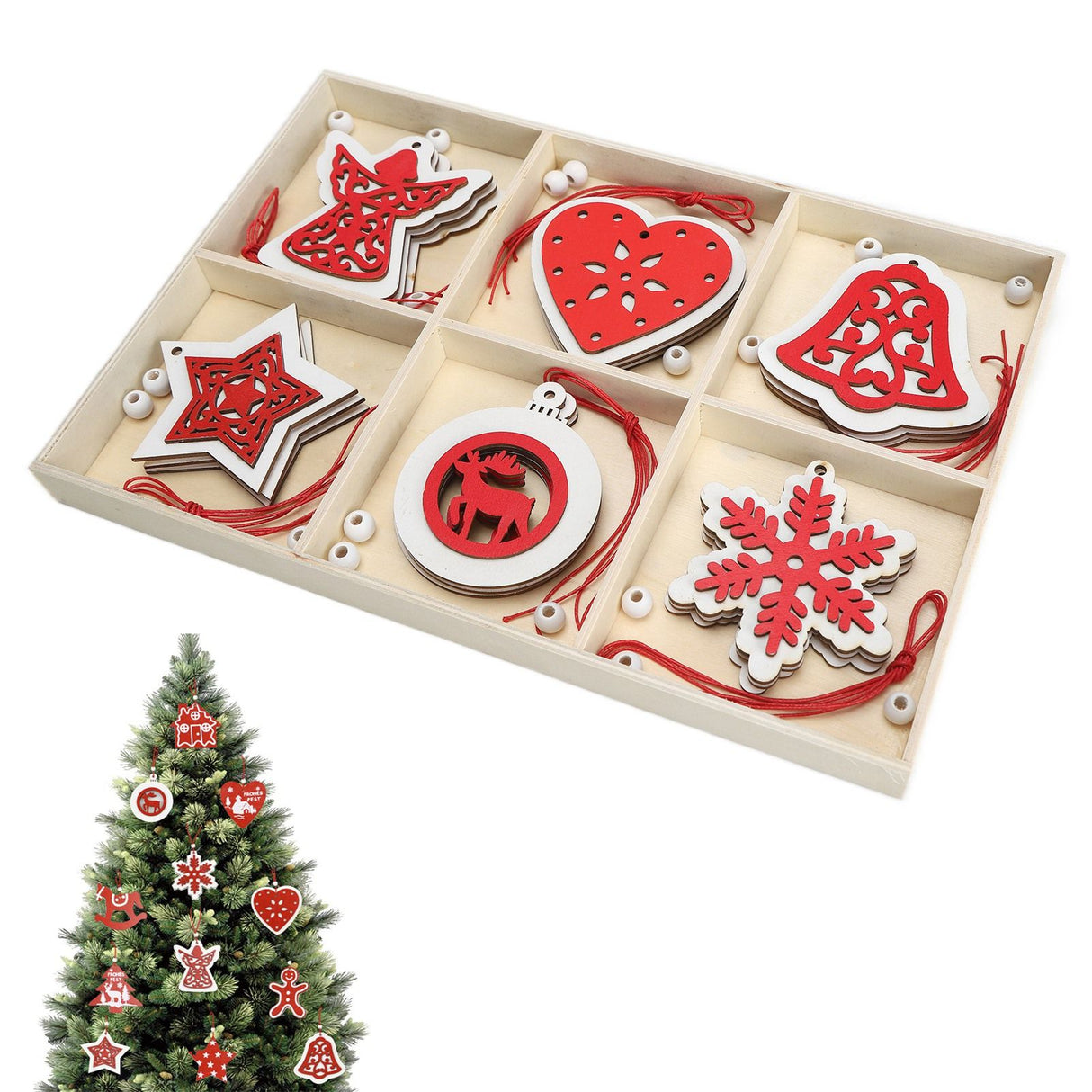 Wooden Hanging Ornaments DIY Christmas Tree Decorative Pendants Decoration AccessoriesJM02034