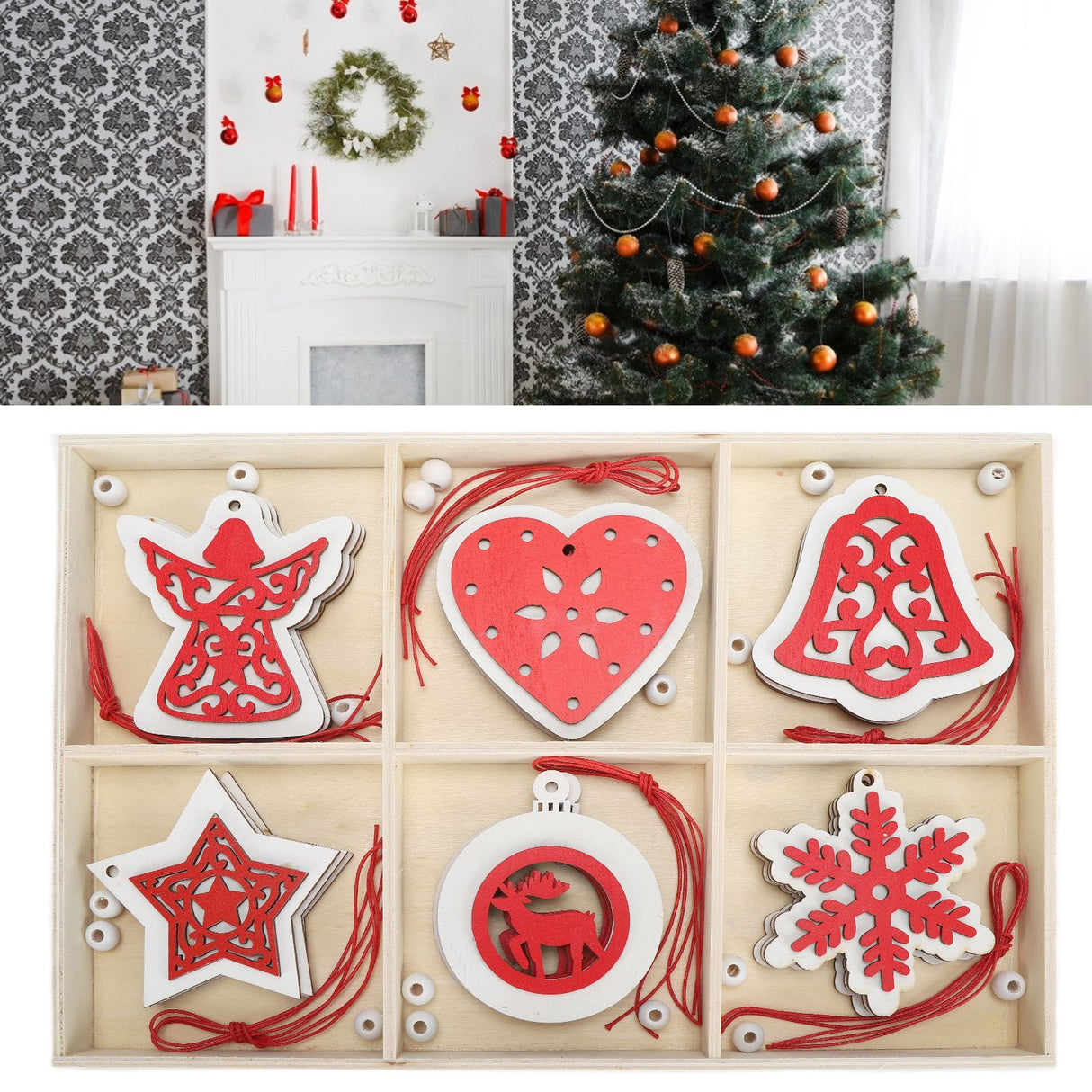 Wooden Hanging Ornaments DIY Christmas Tree Decorative Pendants Decoration AccessoriesJM02034