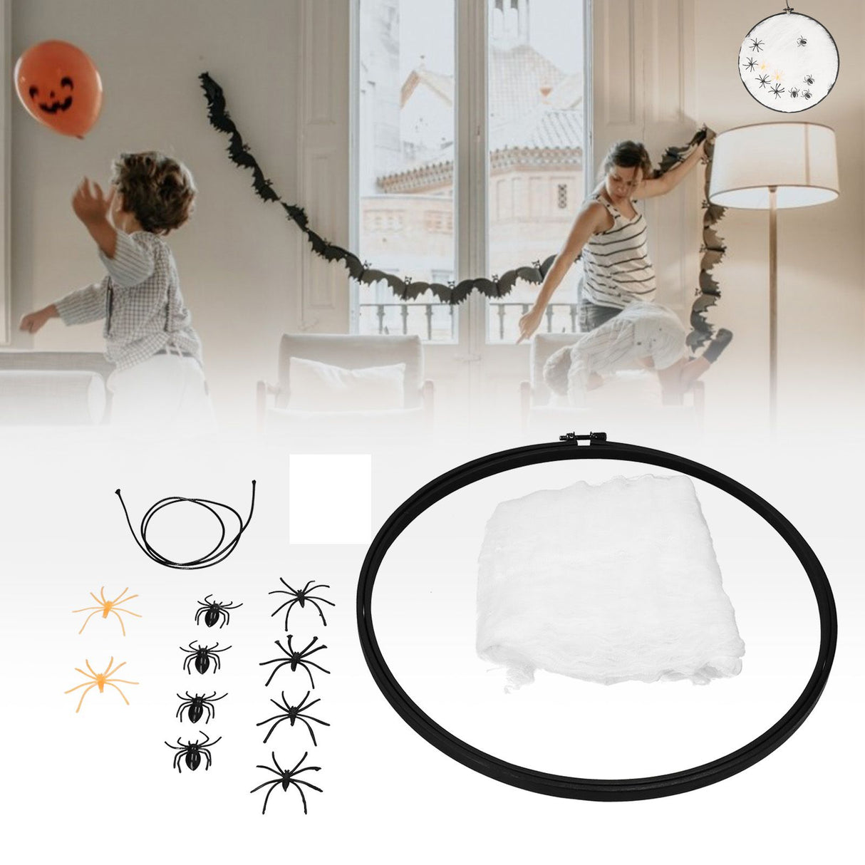 Halloween Embroidery DIY Decorative Cross Stitch Crafts Kit for Home Festival DecorationWithout Bowknot