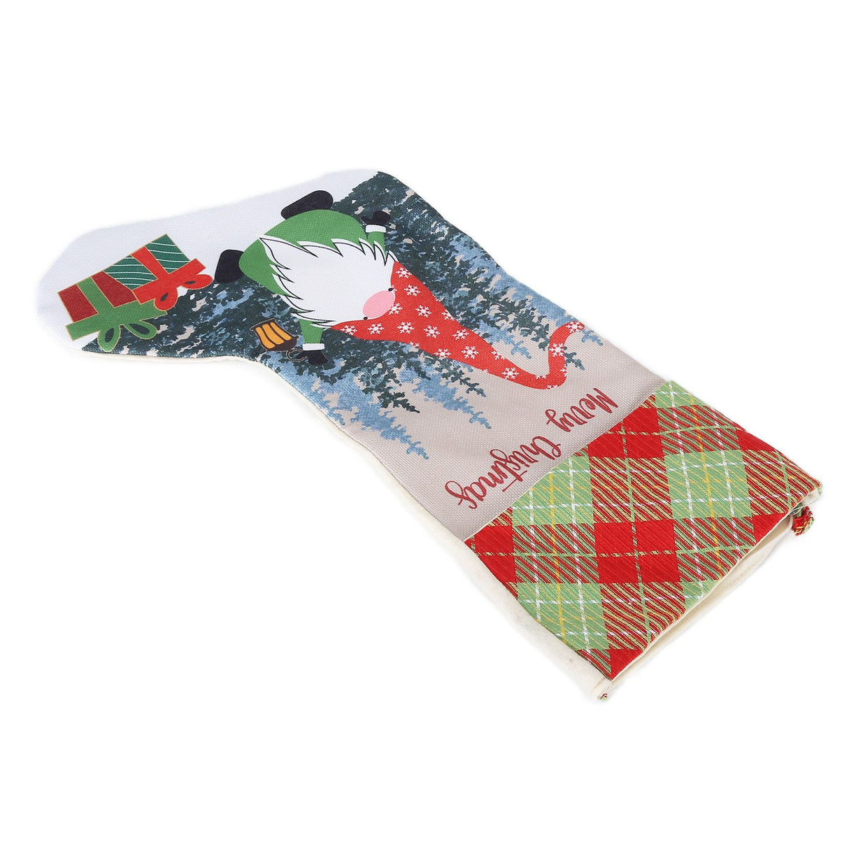 Christmas Decorative Sock Faceless Doll Pattern Children's Gift Bag for Festival Costume PartyRed Hat