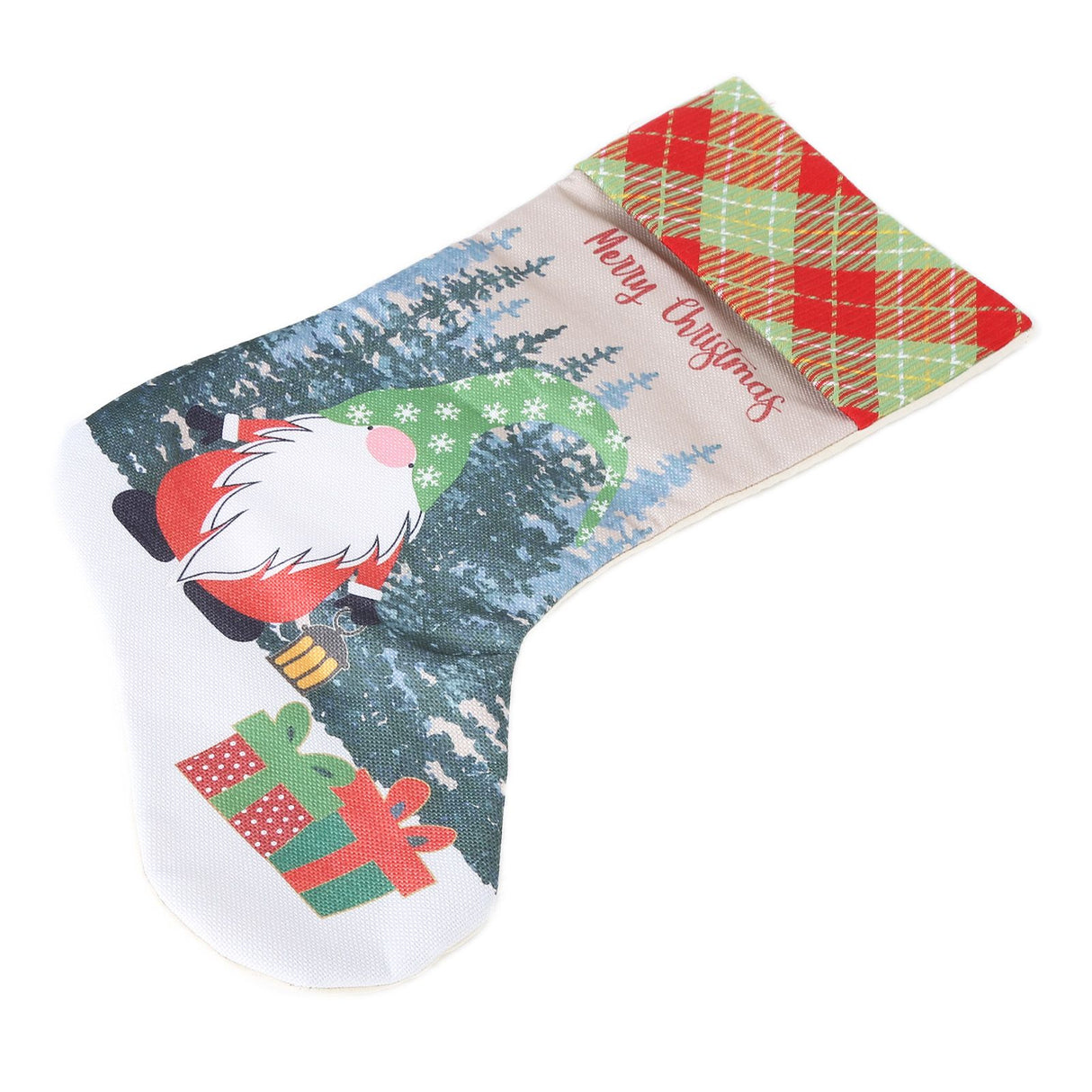 Christmas Decorative Sock Faceless Doll Pattern Children's Gift Bag for Festival Costume PartyGreen Hat