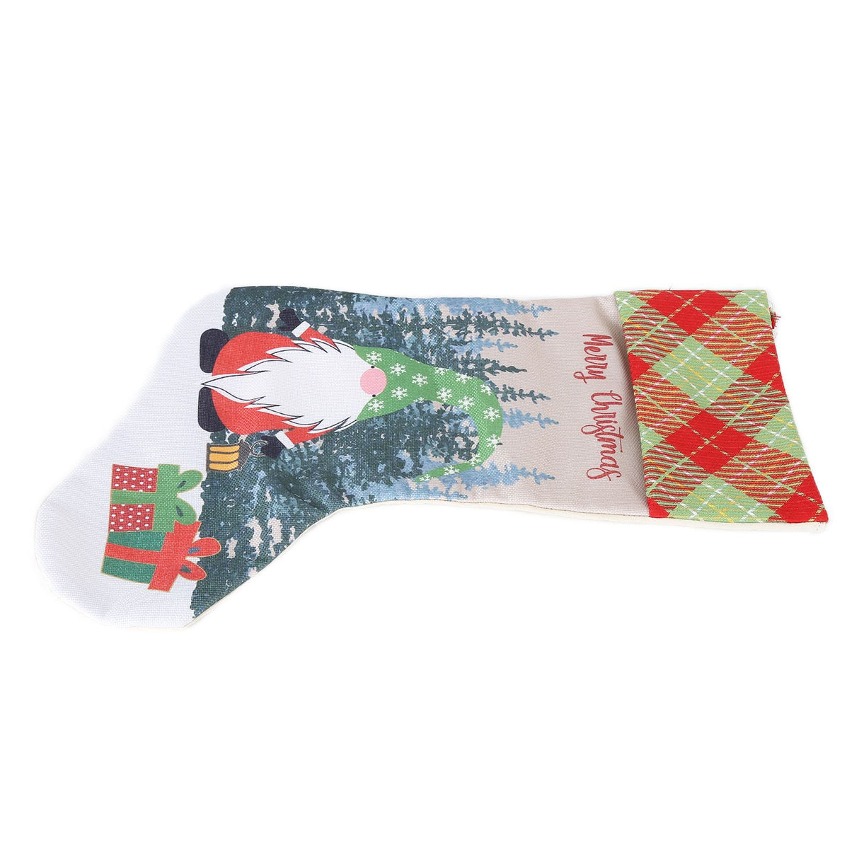 Christmas Decorative Sock Faceless Doll Pattern Children's Gift Bag for Festival Costume PartyGreen Hat