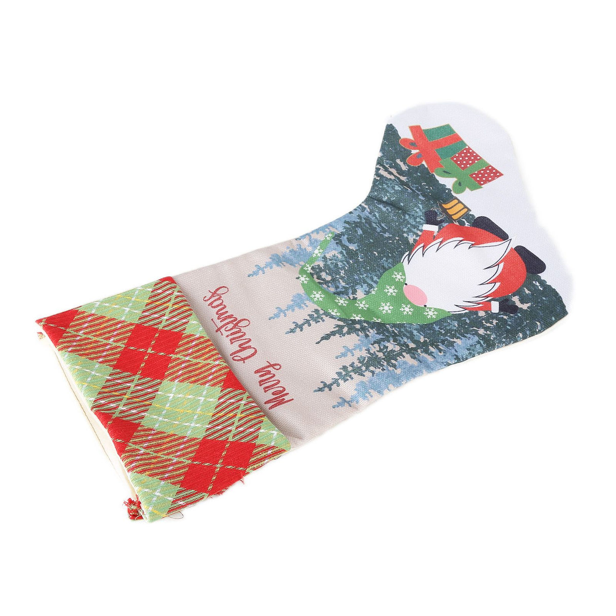 Christmas Decorative Sock Faceless Doll Pattern Children's Gift Bag for Festival Costume PartyGreen Hat