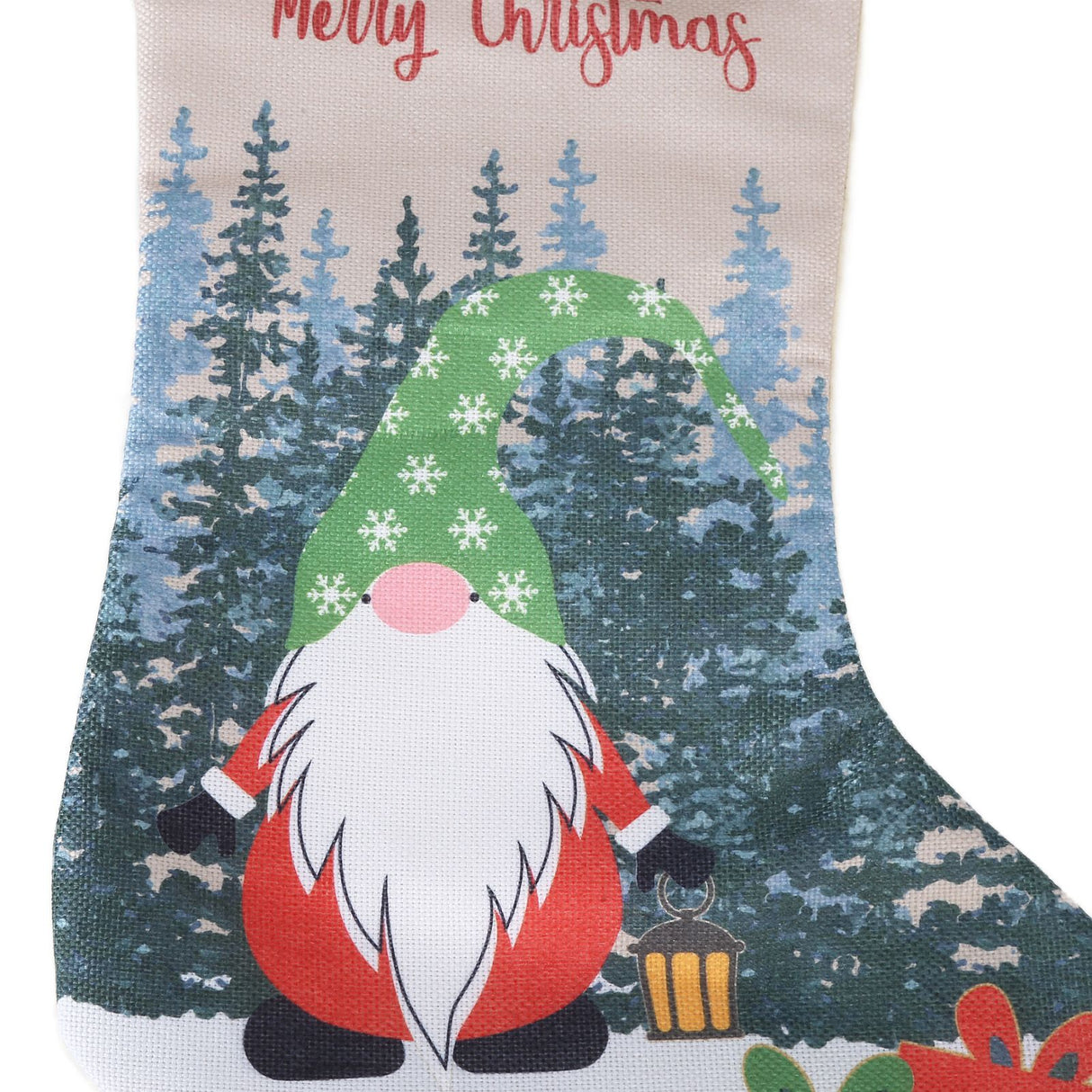 Christmas Decorative Sock Faceless Doll Pattern Children's Gift Bag for Festival Costume PartyGreen Hat