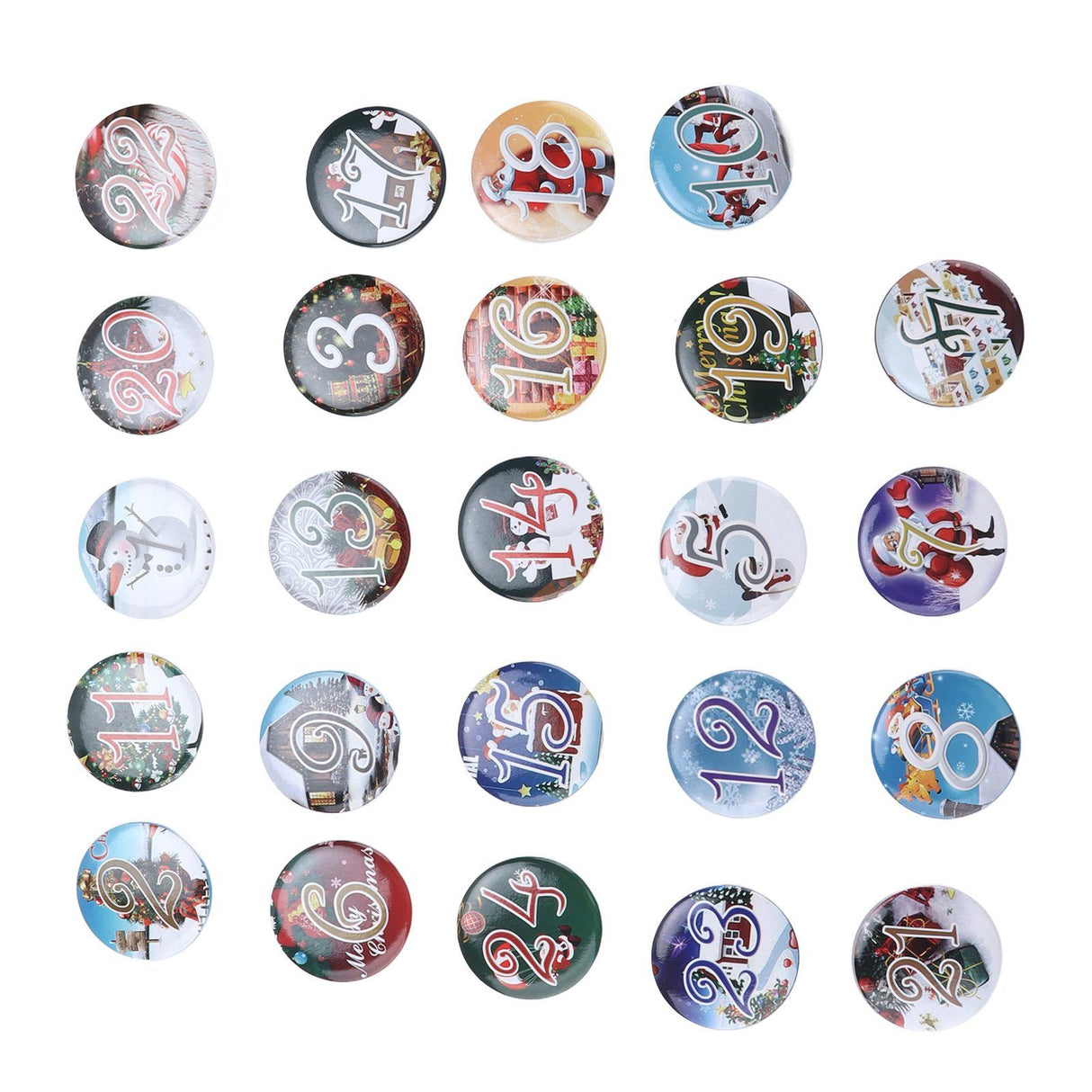 Lucky Number Button Pin Unique Pattern Button Pin Cartoon Advent Calendar Brooch24PCS Landscape Cartoon