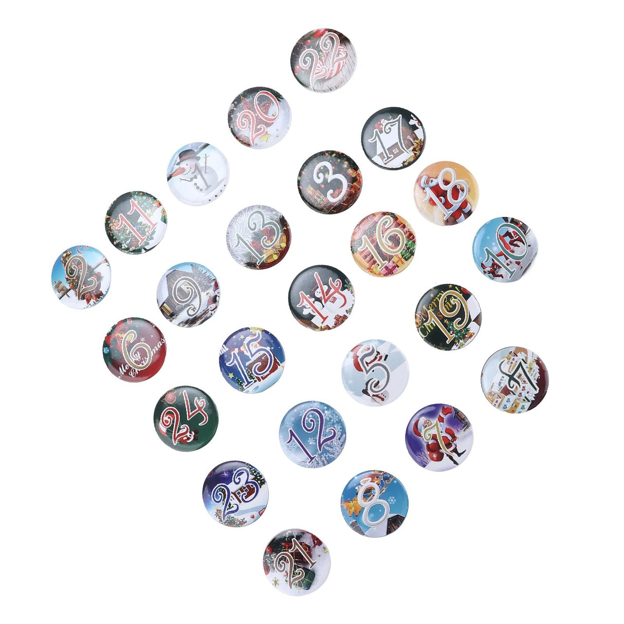 Lucky Number Button Pin Unique Pattern Button Pin Cartoon Advent Calendar Brooch24PCS Landscape Cartoon
