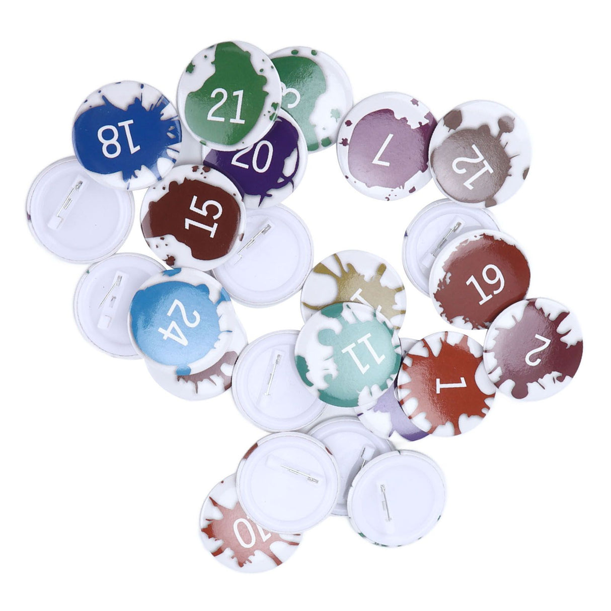 Lucky Number Button Pin Unique Pattern Button Pin Cartoon Advent Calendar Brooch24PCS Paint Graffiti