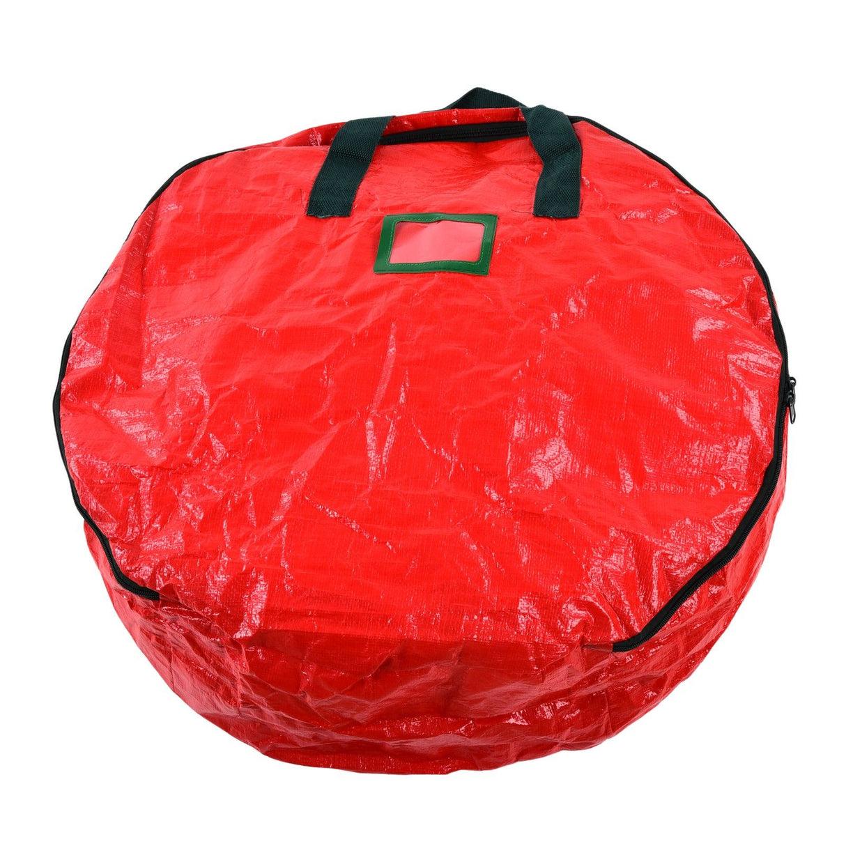 Christmas Wreath Storage Bag PE Woven Fabric Dustproof Round Red Storage Bag for Home Party Office