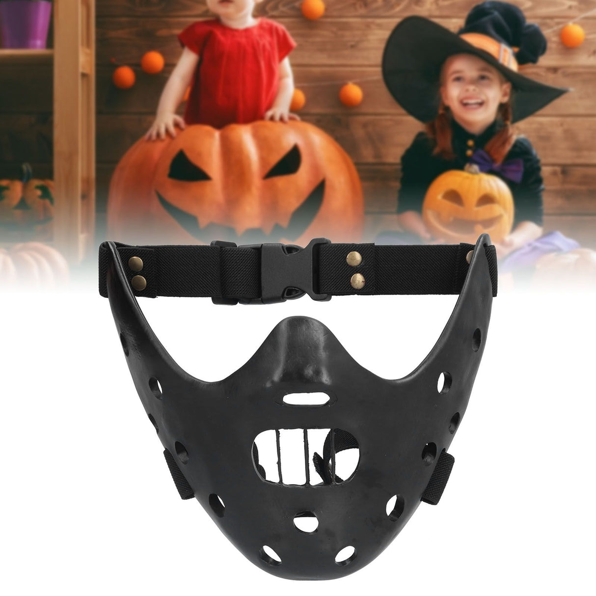 Lamb Mask Black Durable Adjustable Resin Cosplay Mask for Halloween Carnival Parties