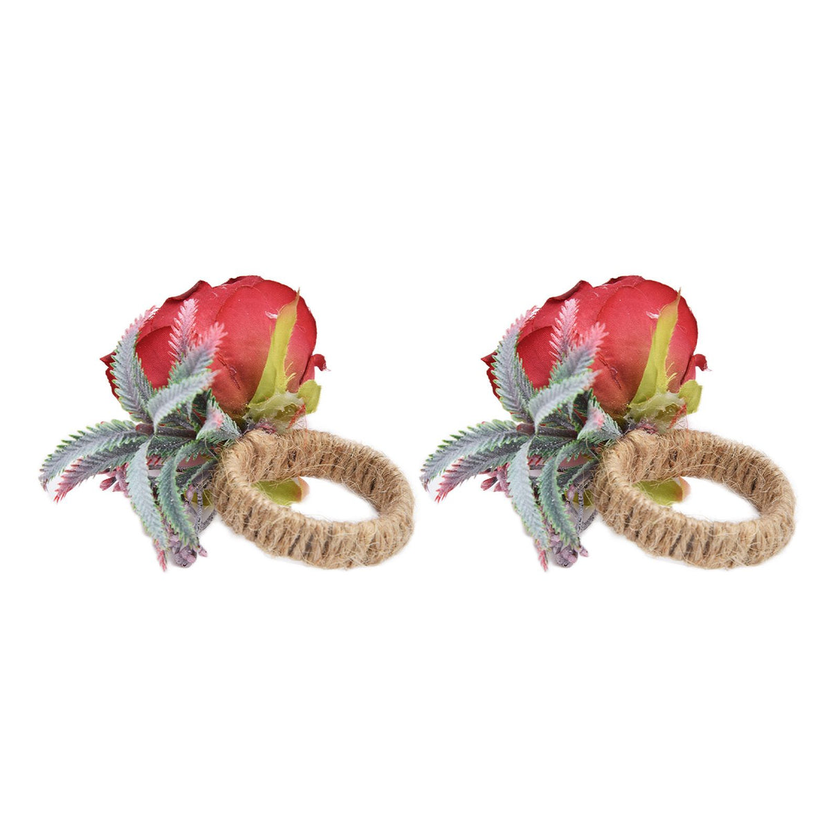 2Pcs Innovative Napkin Buckle Simulation Flower Napkin Ring Holder for Hotel RestaurantWine Red