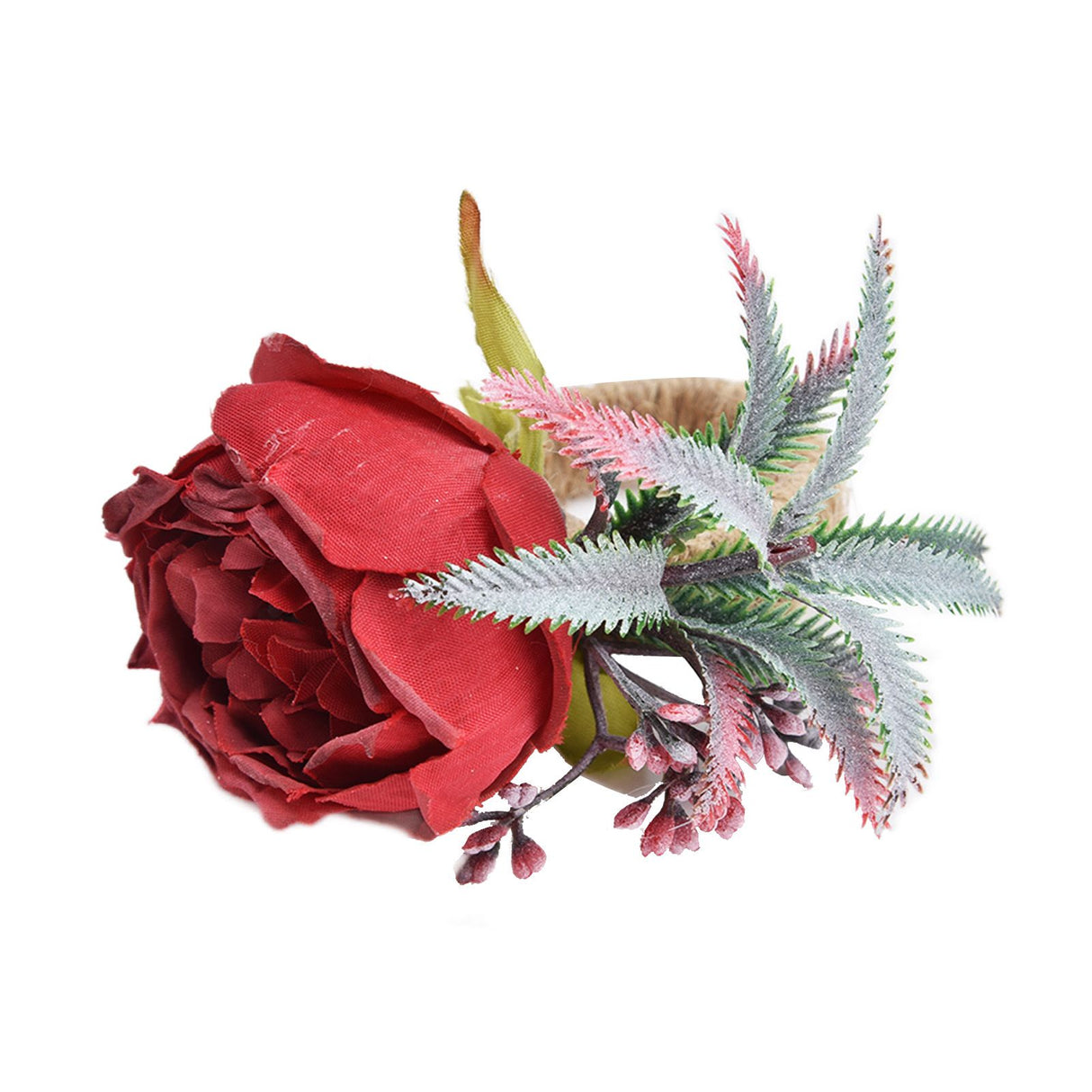2Pcs Innovative Napkin Buckle Simulation Flower Napkin Ring Holder for Hotel RestaurantWine Red