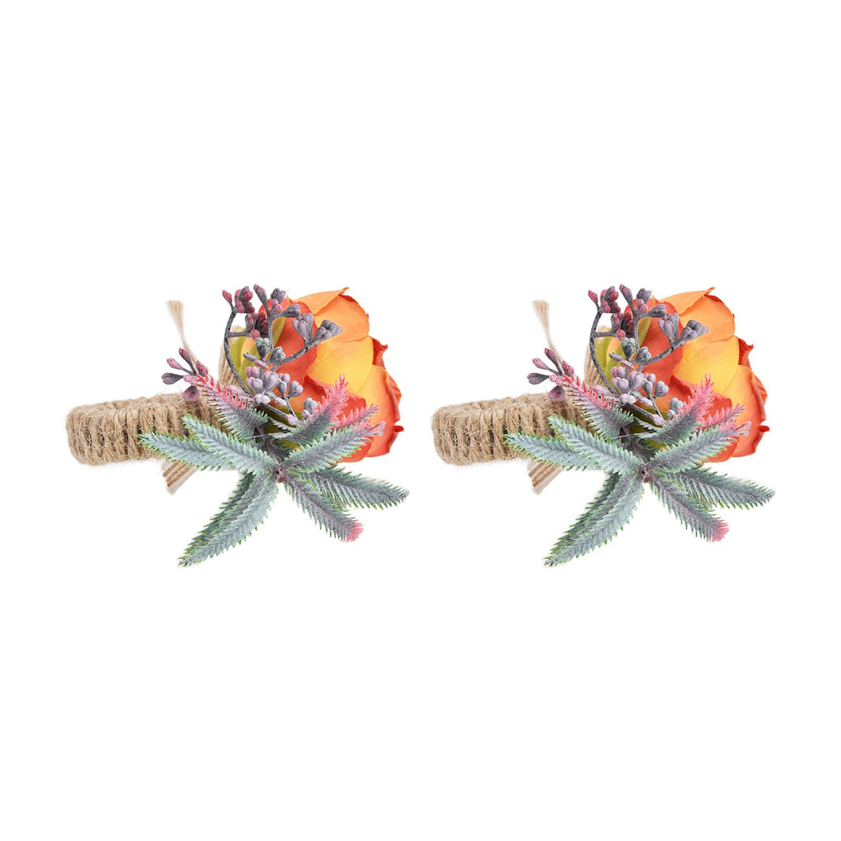 2Pcs Innovative Napkin Buckle Simulation Flower Napkin Ring Holder for Hotel RestaurantOrange