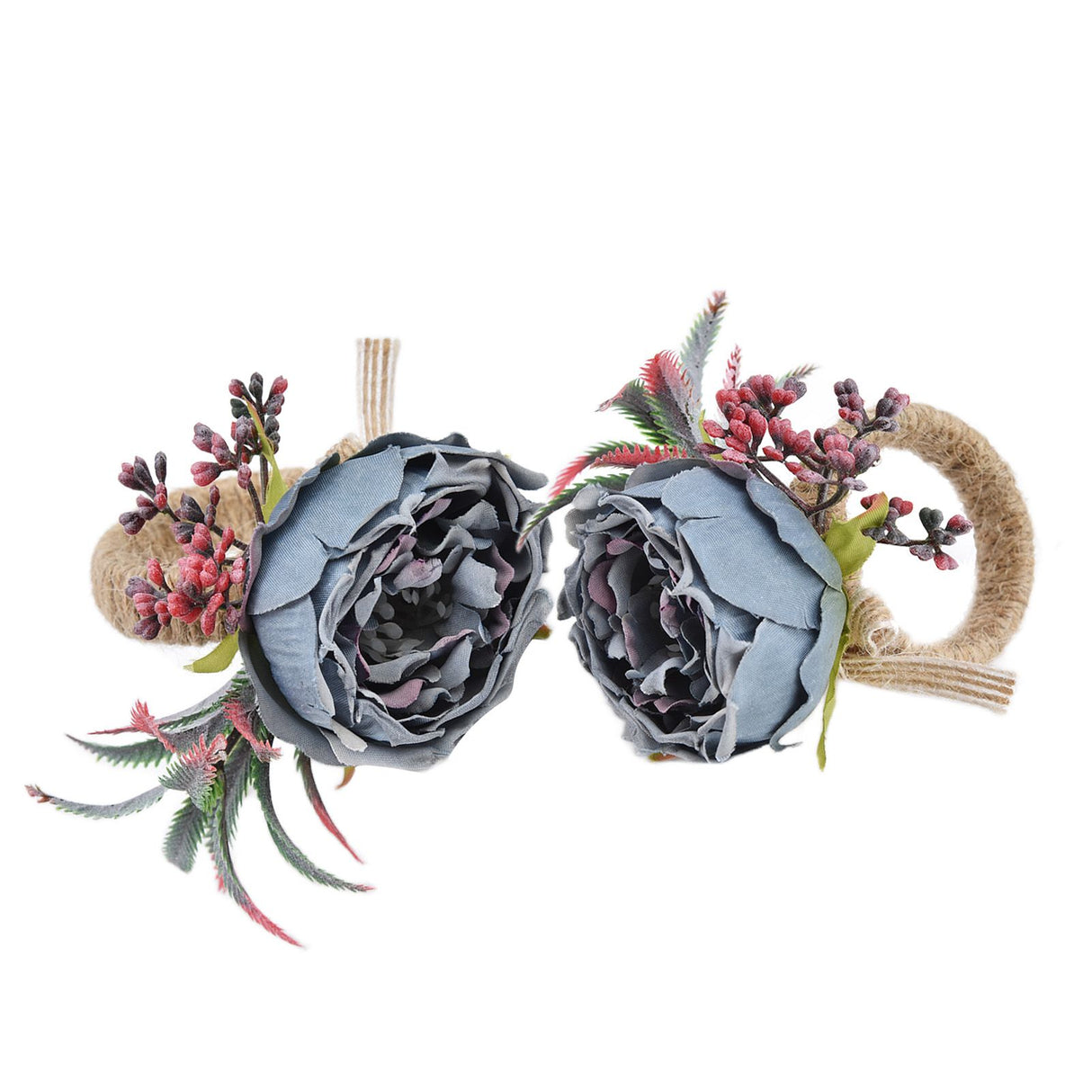 2Pcs Innovative Napkin Buckle Simulation Flower Napkin Ring Holder for Hotel RestaurantBlue