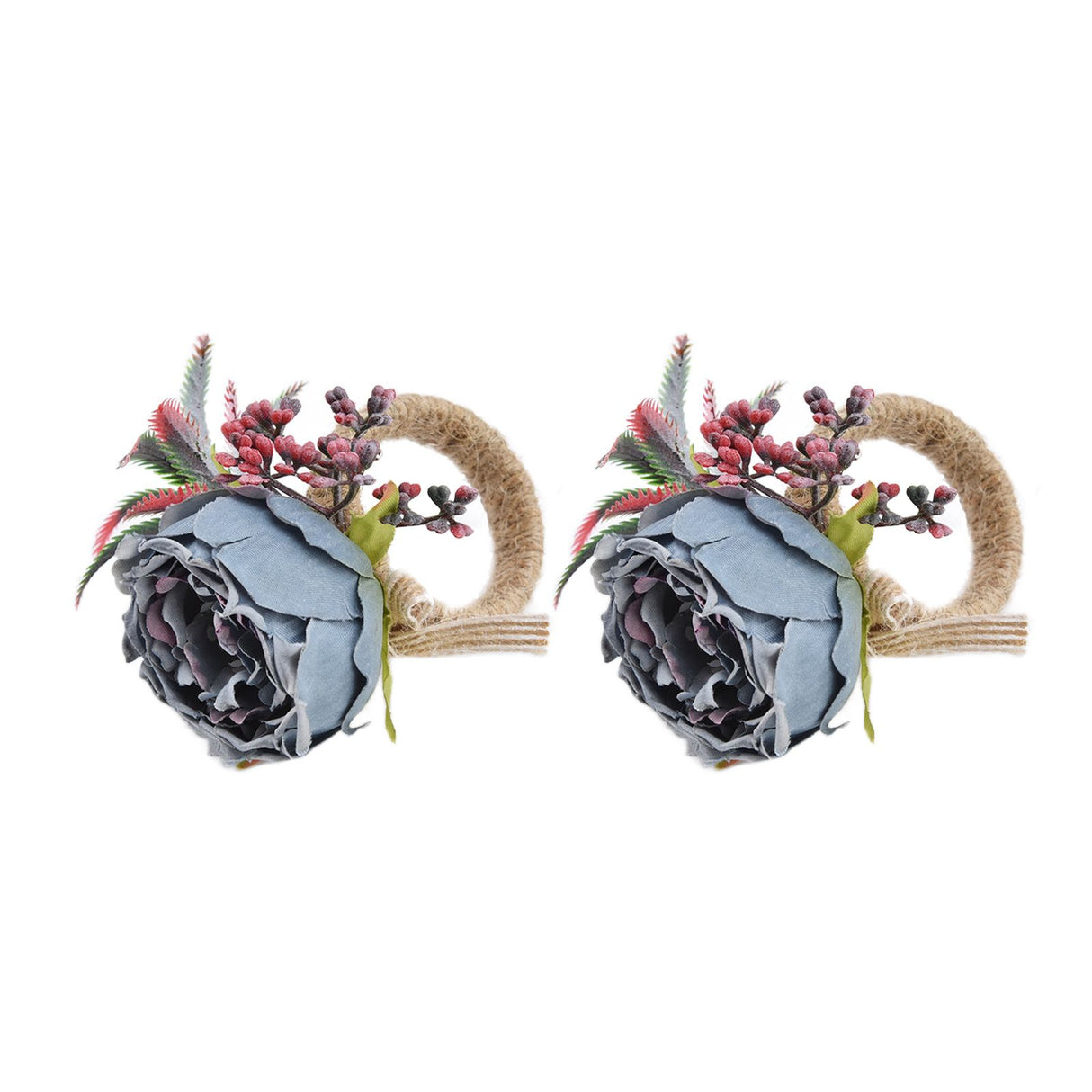 2Pcs Innovative Napkin Buckle Simulation Flower Napkin Ring Holder for Hotel RestaurantBlue