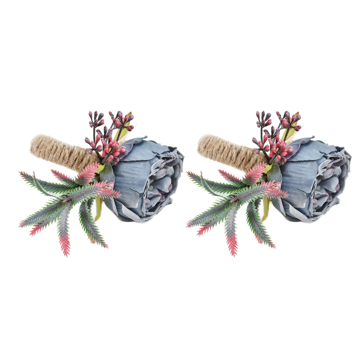 2Pcs Innovative Napkin Buckle Simulation Flower Napkin Ring Holder for Hotel RestaurantBlue