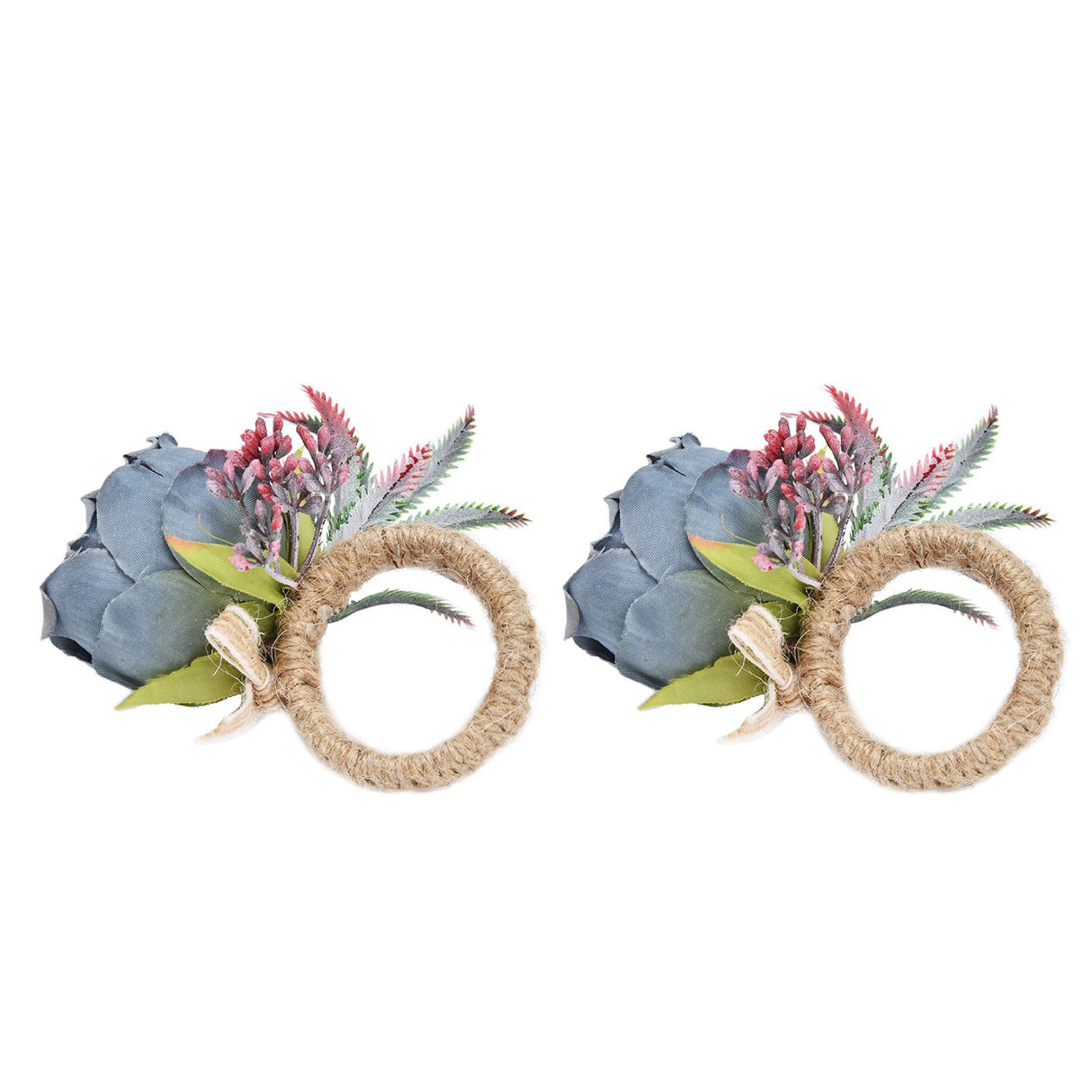 2Pcs Innovative Napkin Buckle Simulation Flower Napkin Ring Holder for Hotel RestaurantBlue