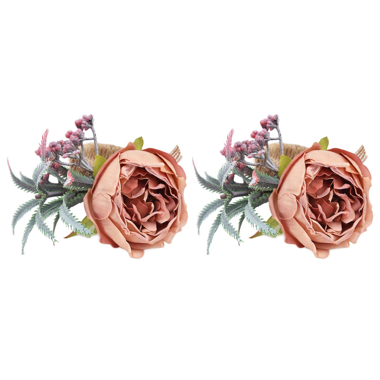 2Pcs Innovative Napkin Buckle Simulation Flower Napkin Ring Holder for Hotel RestaurantPink