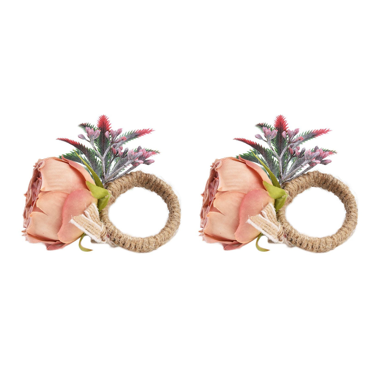 2Pcs Innovative Napkin Buckle Simulation Flower Napkin Ring Holder for Hotel RestaurantPink