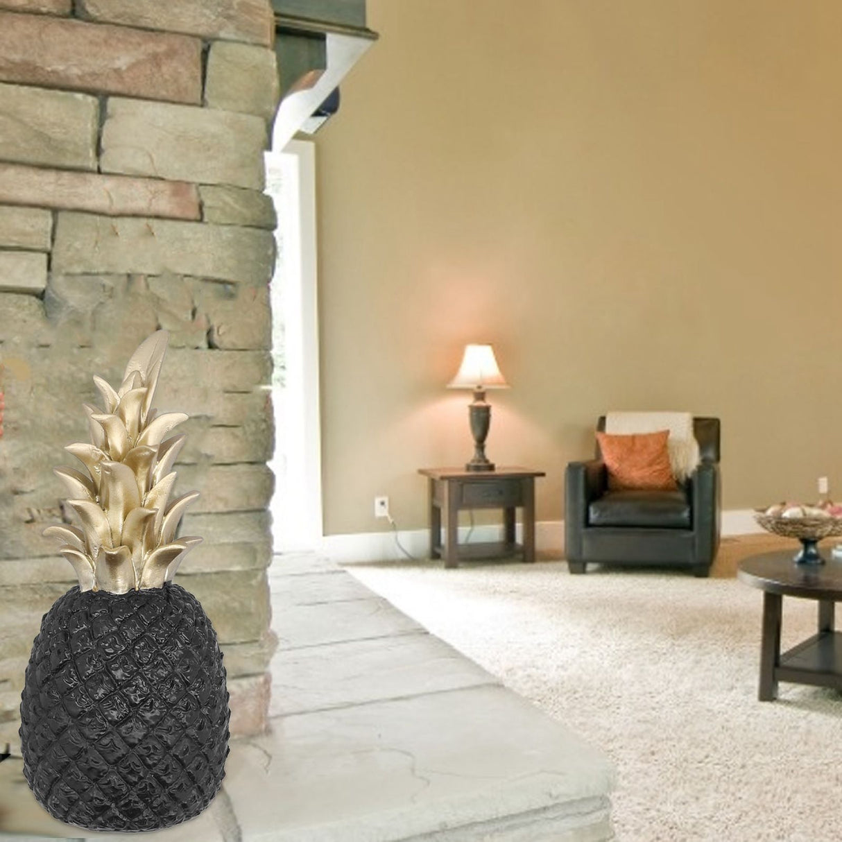 Resin Artificial Pineapple Decoration Household Decorative Pineapple Nordic Home Desk Decor DecorationBlack Gold, Medium
