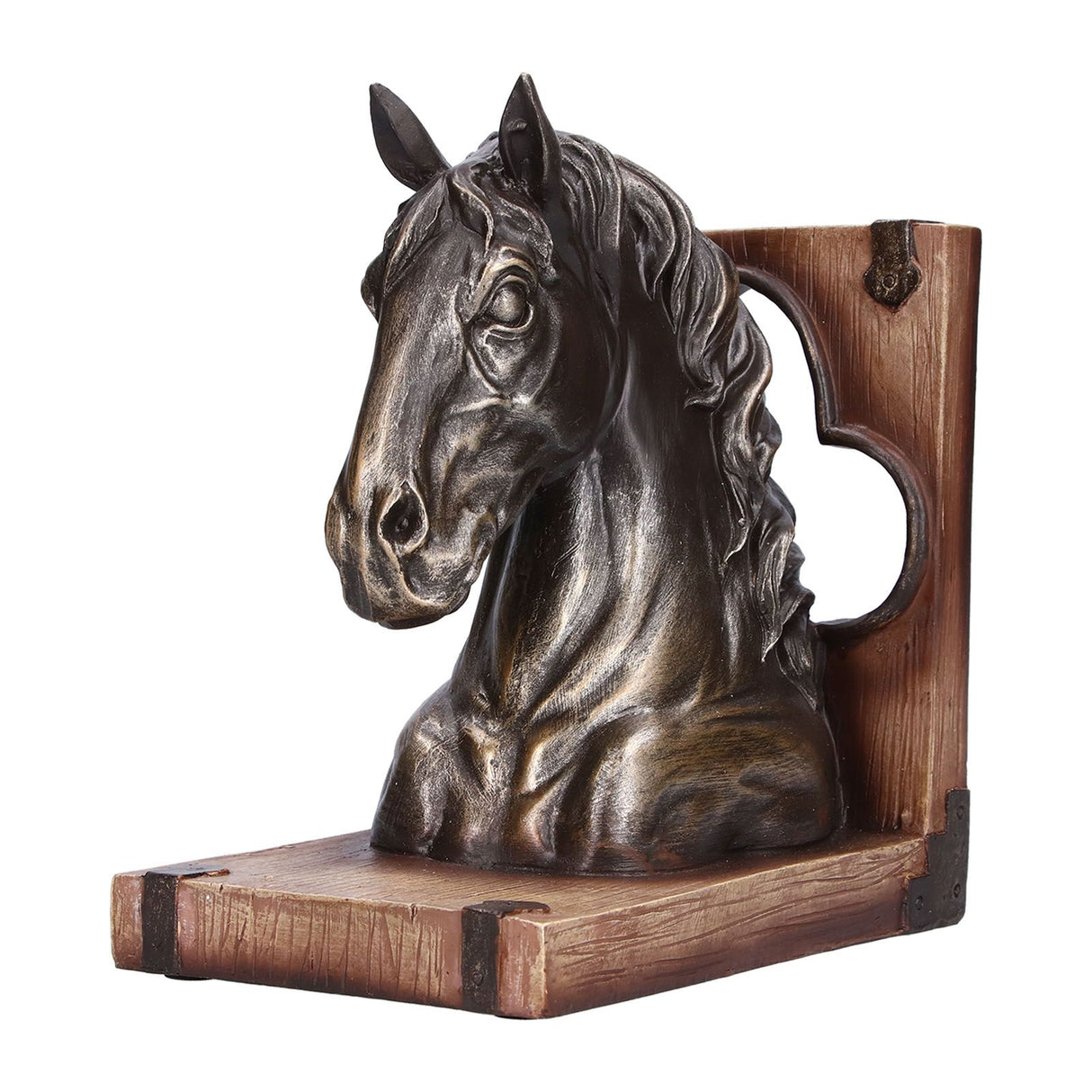 Multifunctional Horse Head Sculpture Resin Horse Bookends for Home Office Living RoomBS20900 Bronze Horse