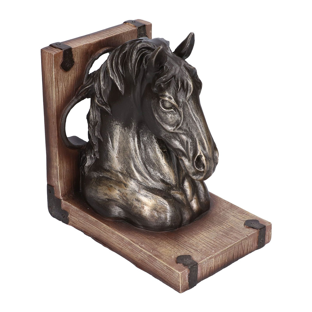 Multifunctional Horse Head Sculpture Resin Horse Bookends for Home Office Living RoomBS20900 Bronze Horse
