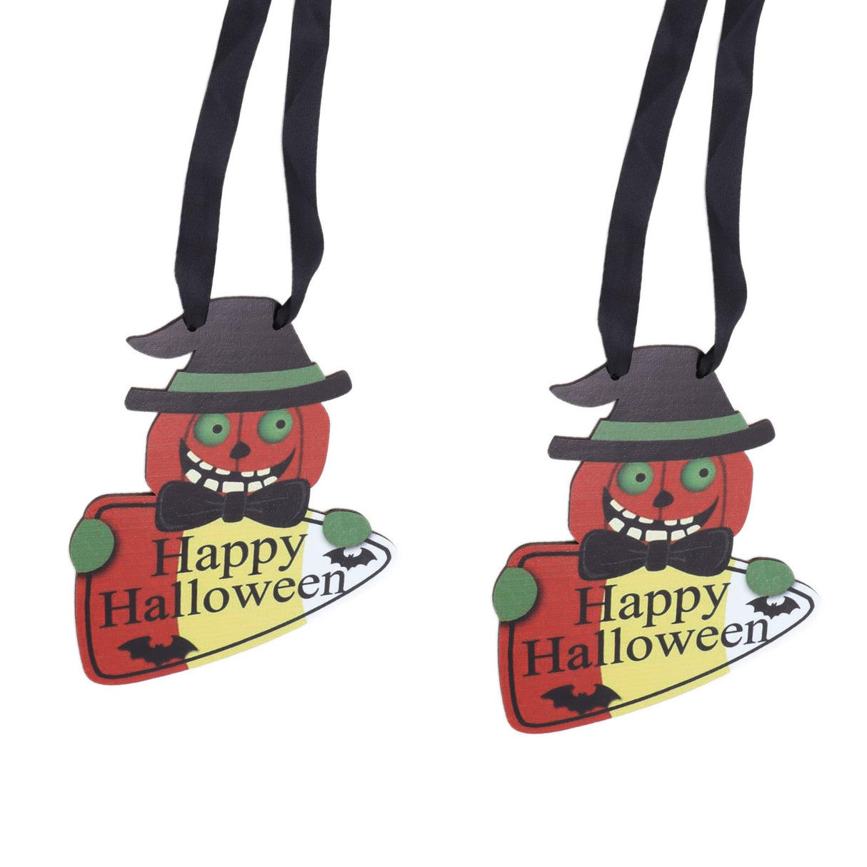 2PCS Halloween Wooden Pendants Hanging Wooden Plaque Board Sign Decor for Home Office School Decor