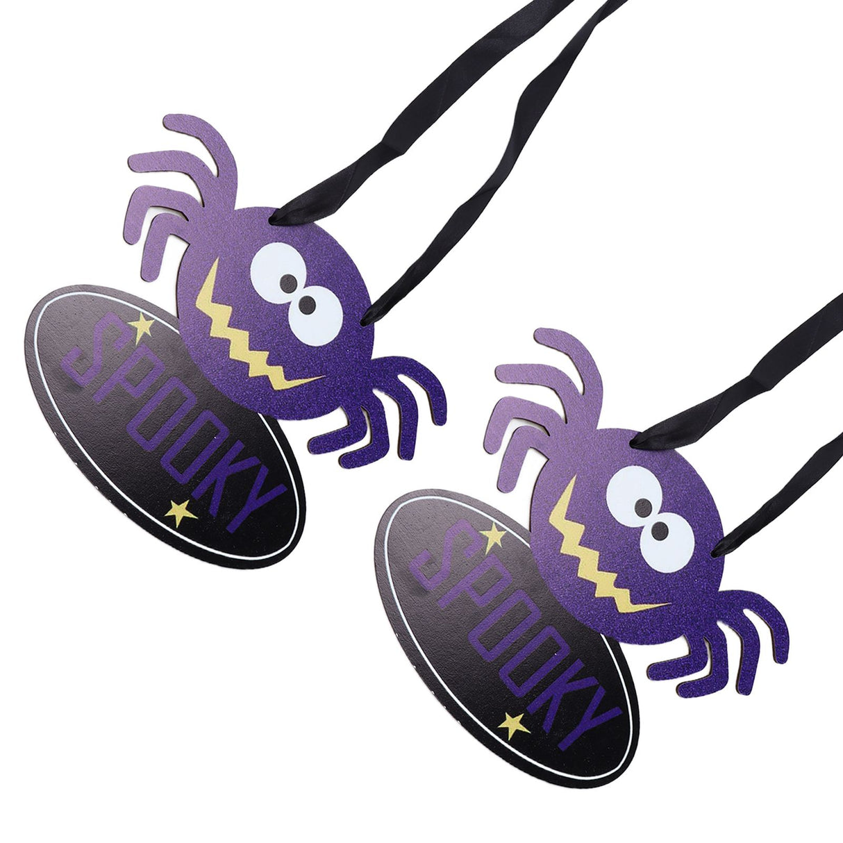 2 PCS Halloween Wooden Pendant Country Style Spider Party Pendant Scene Decoration