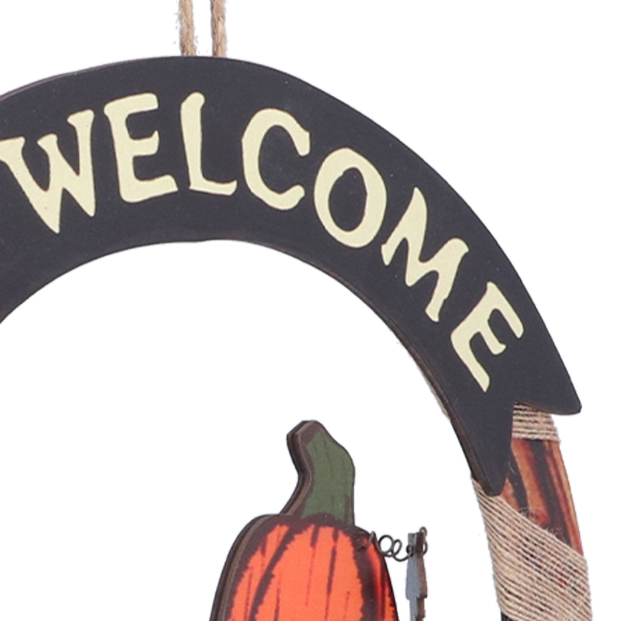 Halloween Welcome Sign Wooden Pumpkin Pattern Door Hanging Sign Decoration for Halloween Party Festival