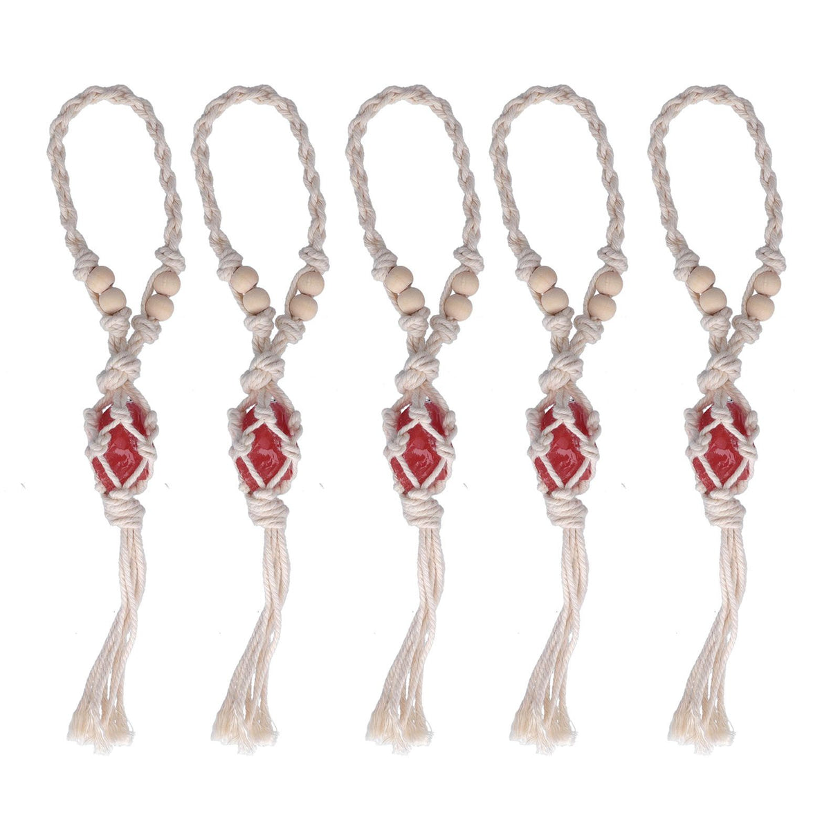 5pcs Necklace Cord Empty Stone Holder Rope Replacement Adjustable Quartz Crystal Pendant Cord for DIY Jewelry MakingRed