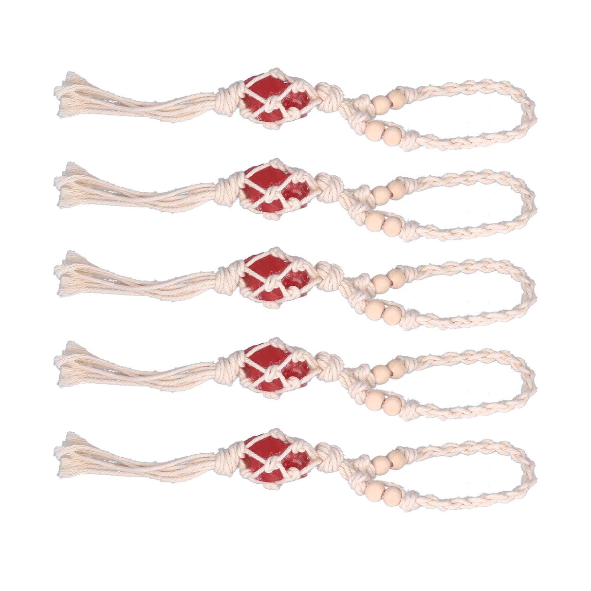 5pcs Necklace Cord Empty Stone Holder Rope Replacement Adjustable Quartz Crystal Pendant Cord for DIY Jewelry MakingRed
