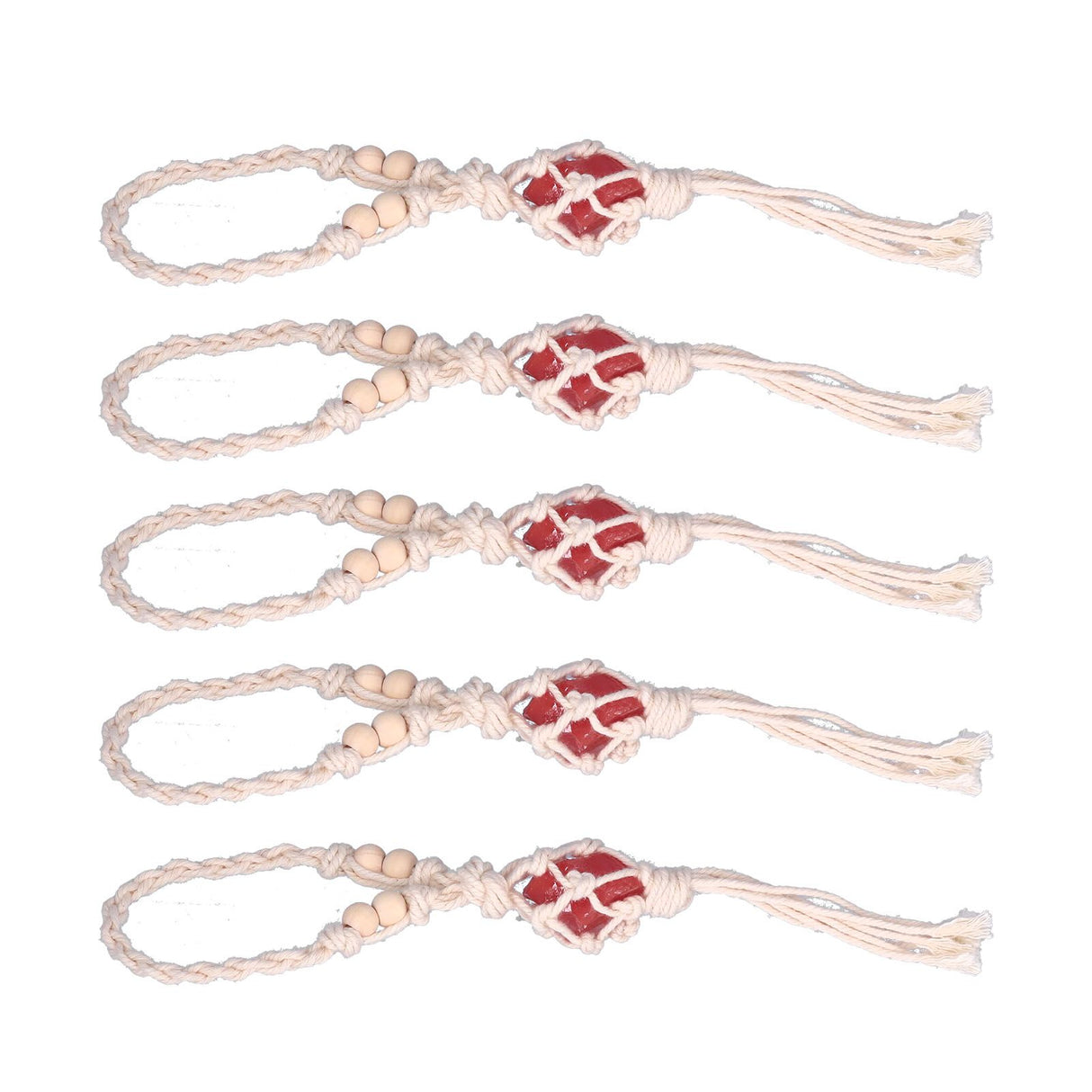 5pcs Necklace Cord Empty Stone Holder Rope Replacement Adjustable Quartz Crystal Pendant Cord for DIY Jewelry MakingRed