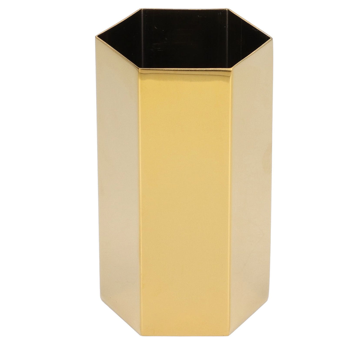 Pen Holder Hex Stainless Steel Gold Electroplating Durable Glossy Corrosion Resistant Wide Application Pencil Holder