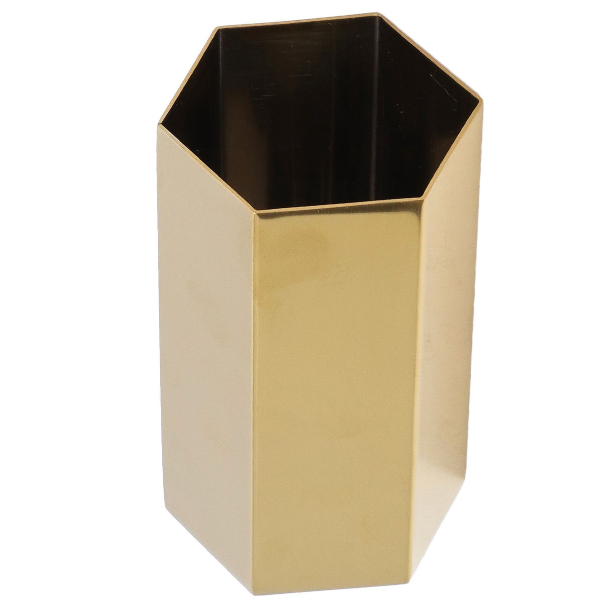 Pen Holder Hex Stainless Steel Gold Electroplating Durable Glossy Corrosion Resistant Wide Application Pencil Holder