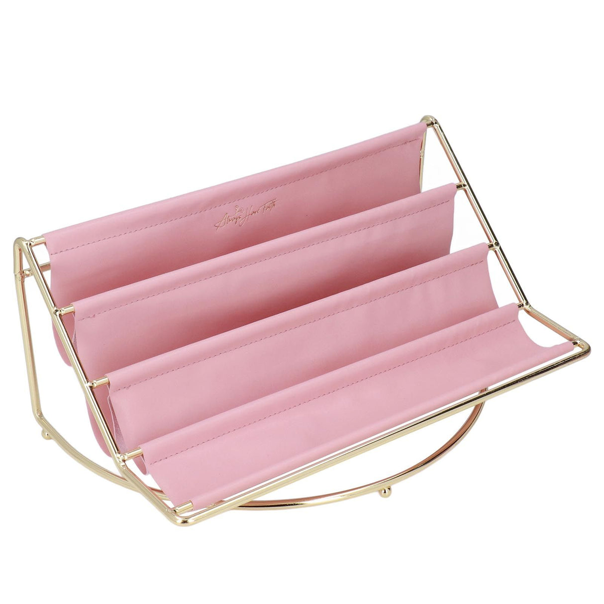 Desk Shelf Organizer Multi Layer Exquisite Premium Metal Leather Durable Stable Wide Application Desktop OrganizerPink