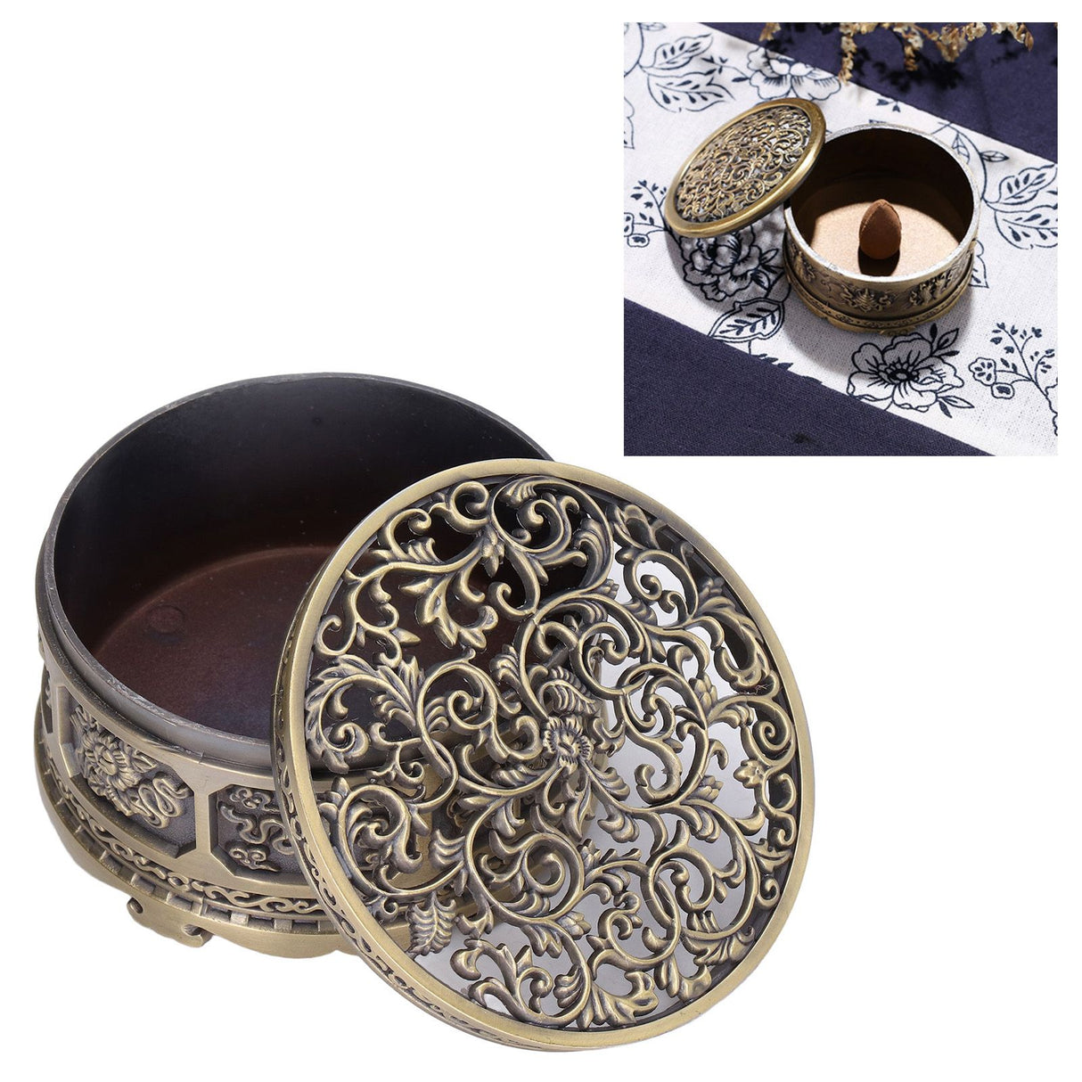 Incense Holder Burner Copper Aroma Burner Home Decoration Ornament for Indoor Temple