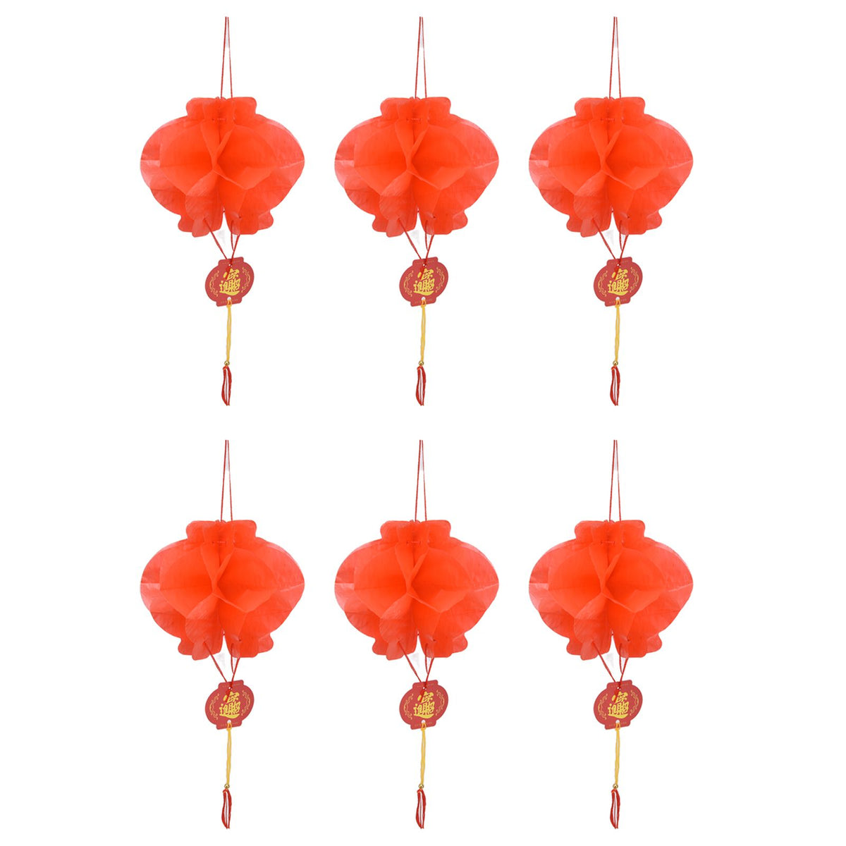 20Pcs Red Paper Chinese Decorative Lantern 15cm Diameter Hanging Ornaments for New Year Festival Wedding
