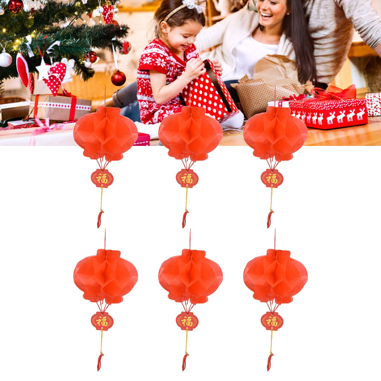 20Pcs Red Paper Chinese Decorative Lantern 15cm Diameter Hanging Ornaments for New Year Festival Wedding